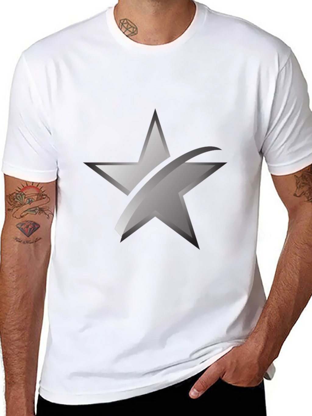 Sleek Star Graphic Black T-Shirt
