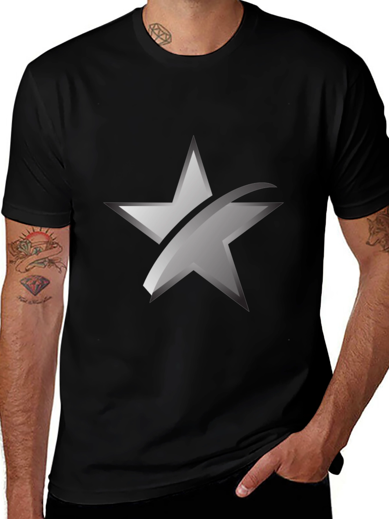 Sleek Star Graphic Black T-Shirt