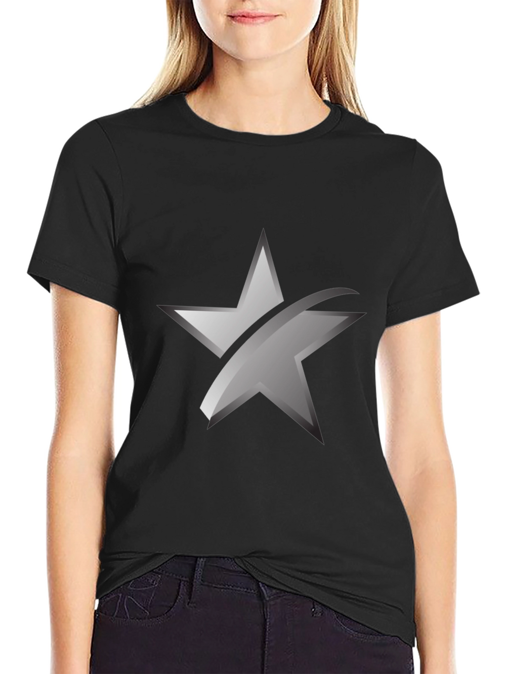 Sleek Star Graphic Black T-Shirt