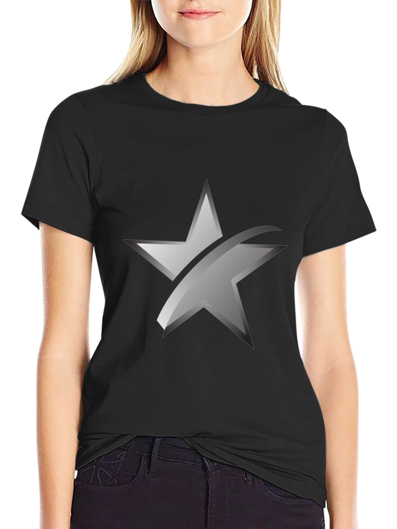Sleek Star Graphic Black T-Shirt