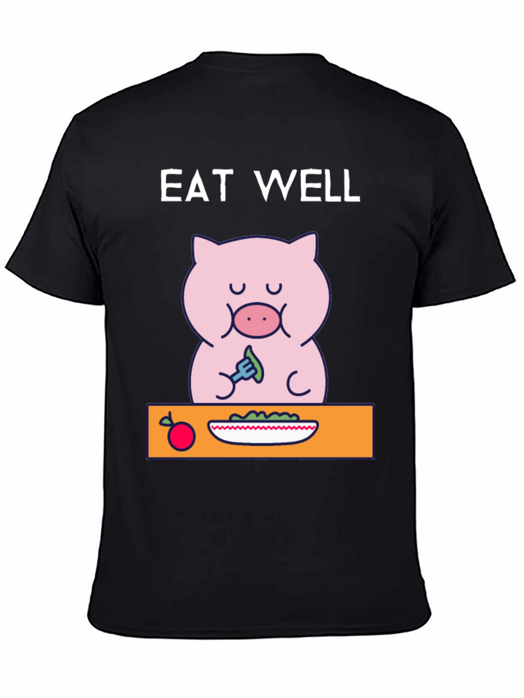 Eat Well Pig T-Shirt - Funny Cartoon Tee