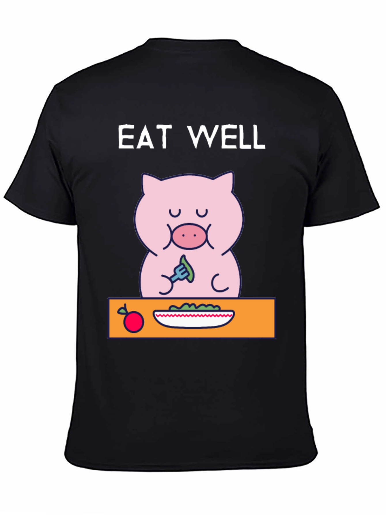 Eat Well Pig T-Shirt - Funny Cartoon Tee