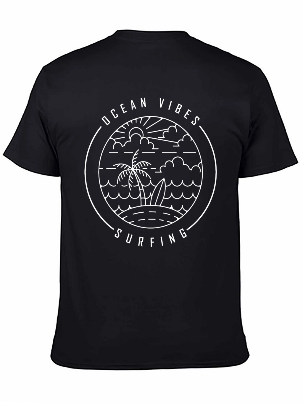 Ocean Vibes Surfing Graphic Tee - Black
