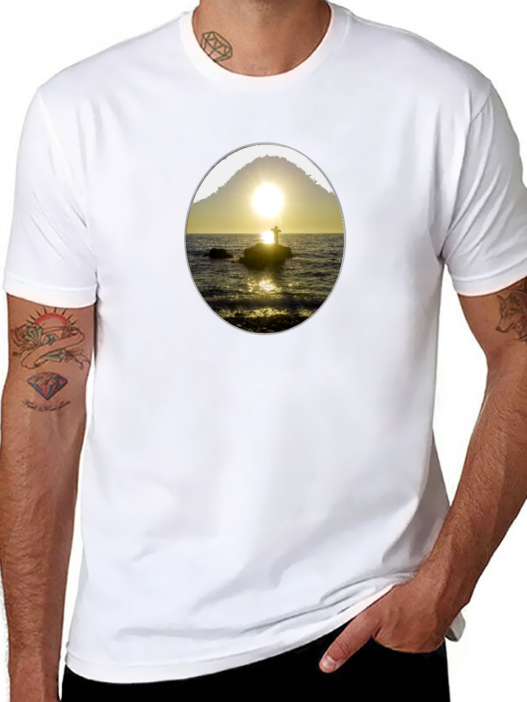 Sunset Silhouette Graphic Tee - Black
