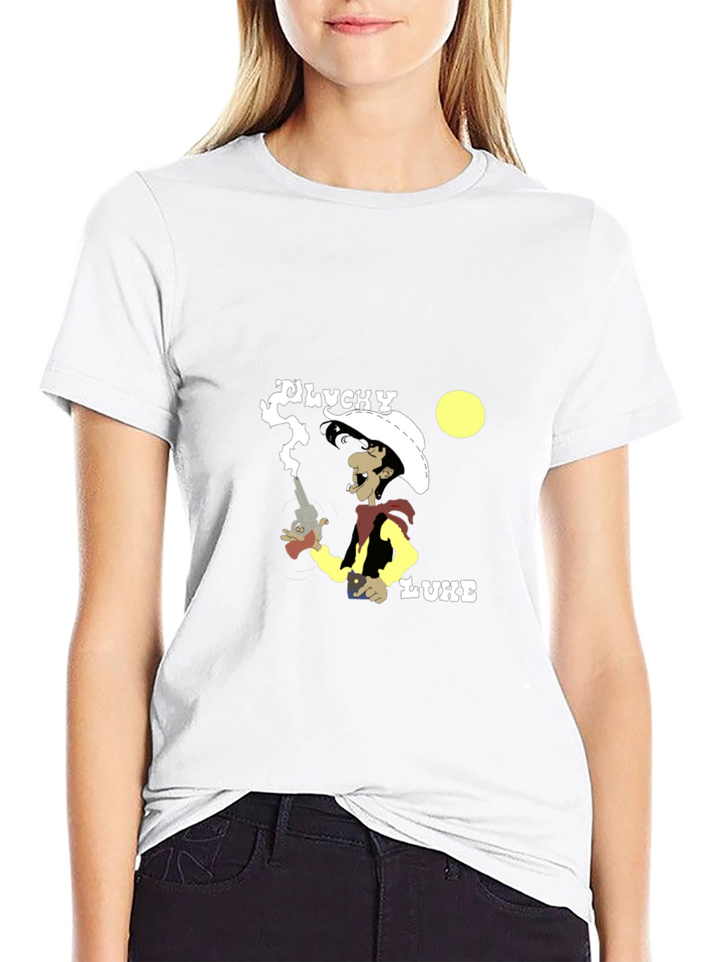 Lucky Luke Graphic T-Shirt - Cowboy Cartoon Tee