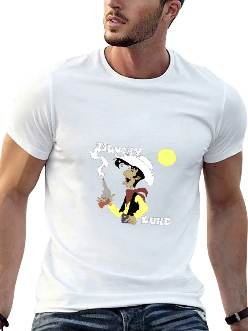 Lucky Luke Graphic T-Shirt - Cowboy Cartoon Tee
