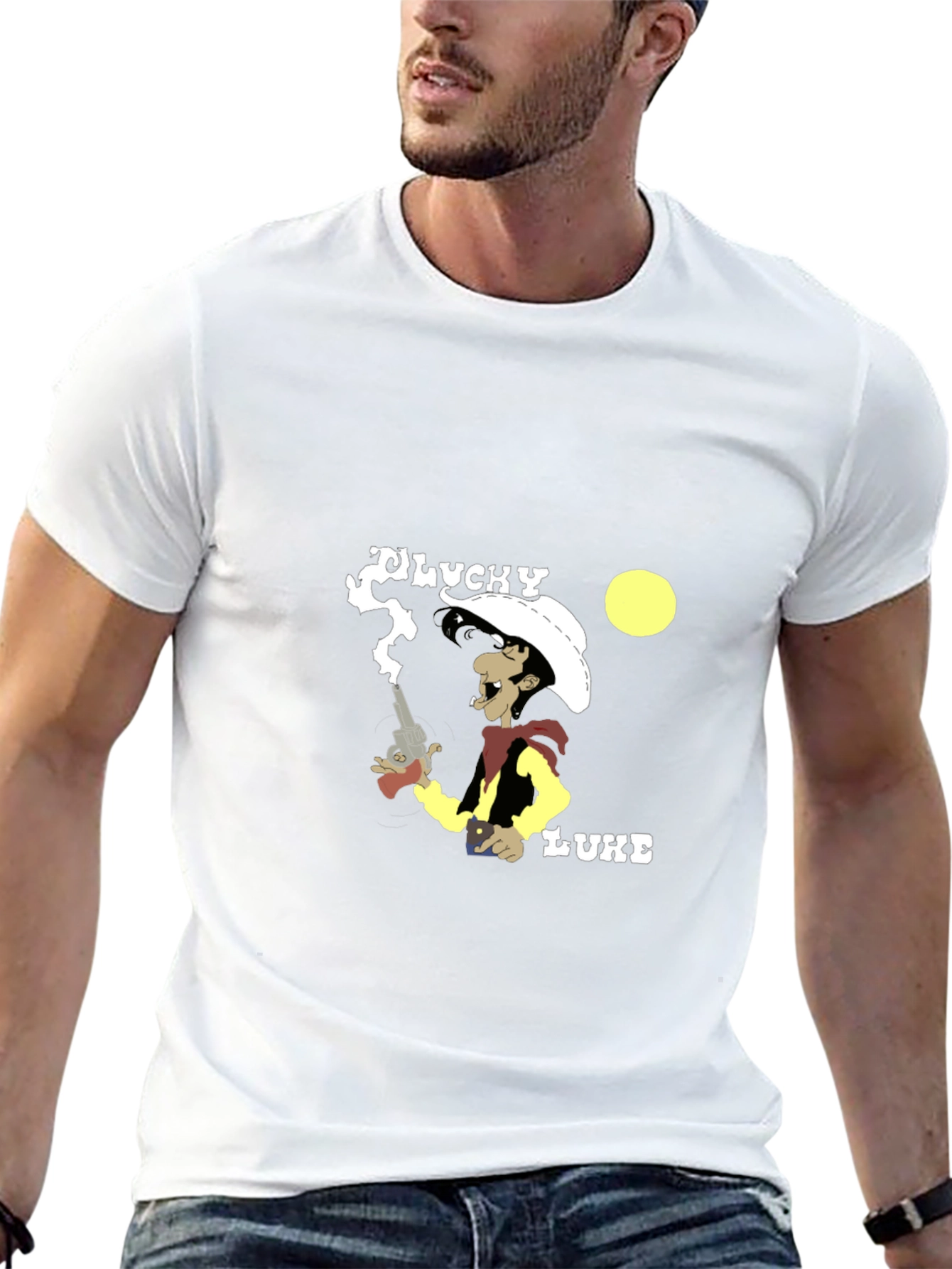 Lucky Luke Graphic T-Shirt - Cowboy Cartoon Tee