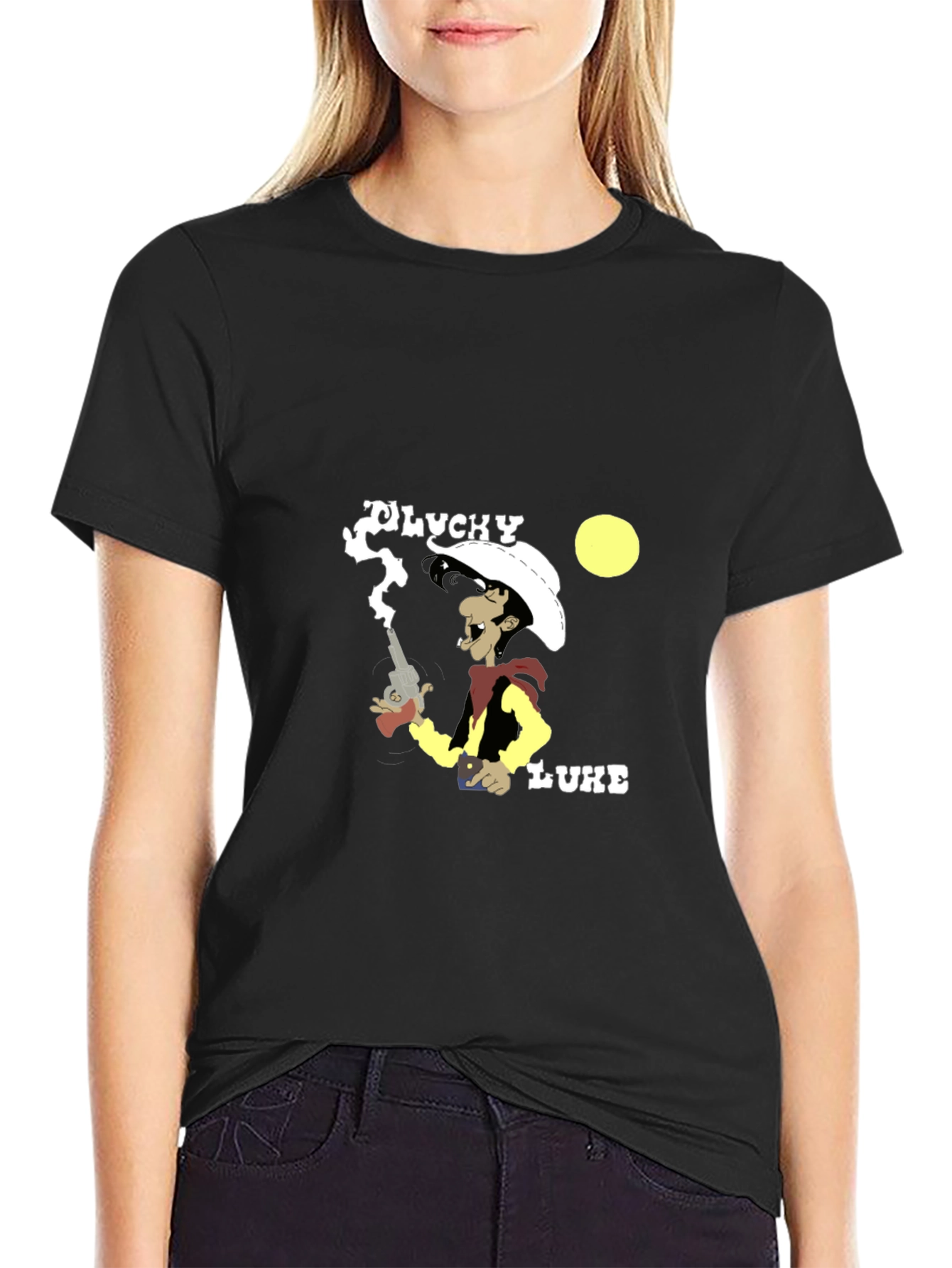 Lucky Luke Graphic T-Shirt - Cowboy Cartoon Tee
