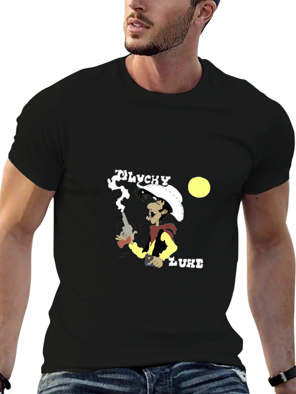 Lucky Luke Graphic T-Shirt - Cowboy Cartoon Tee