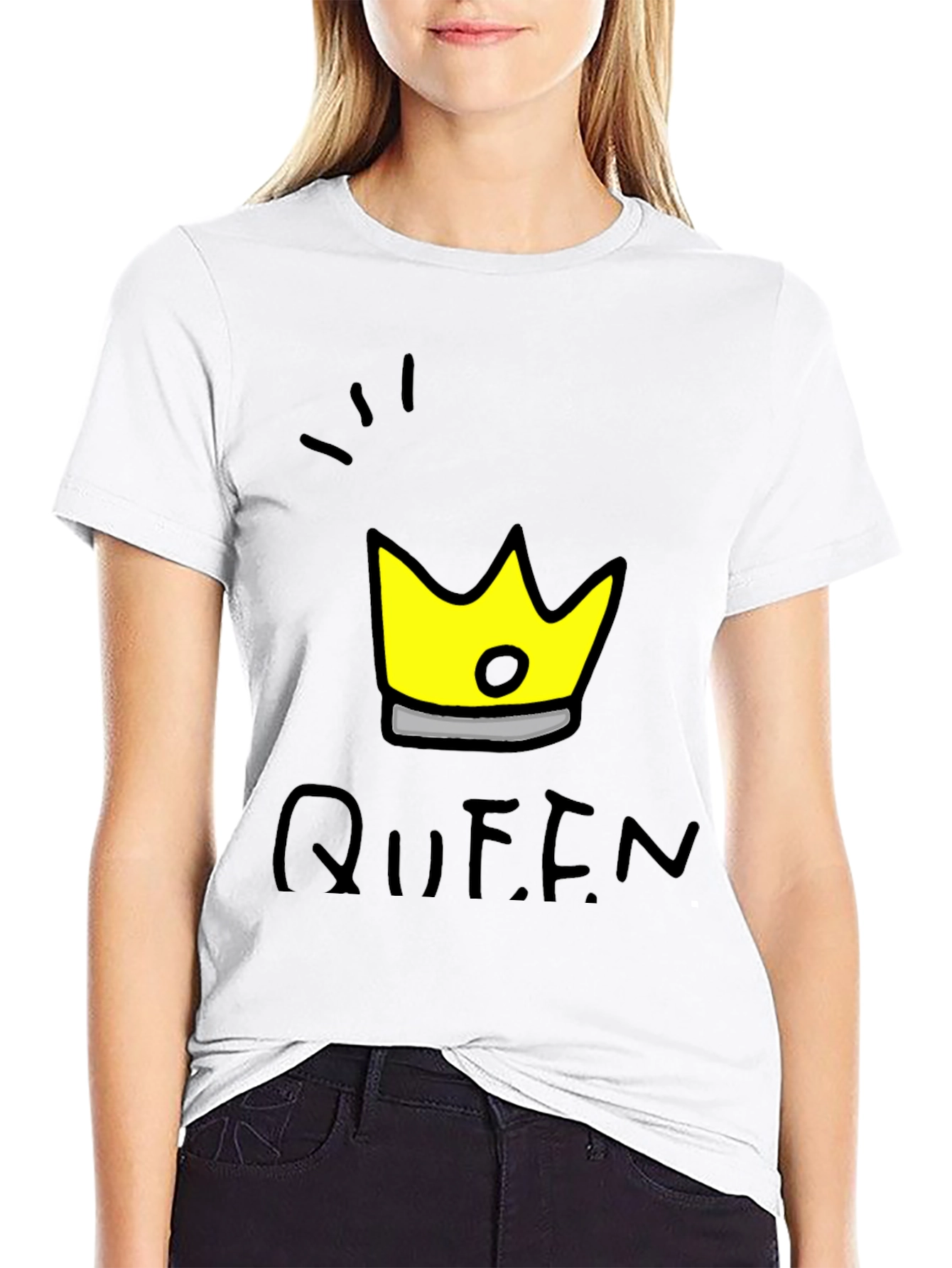 Queen Crown Graphic T-Shirt - Trendy Black Tee