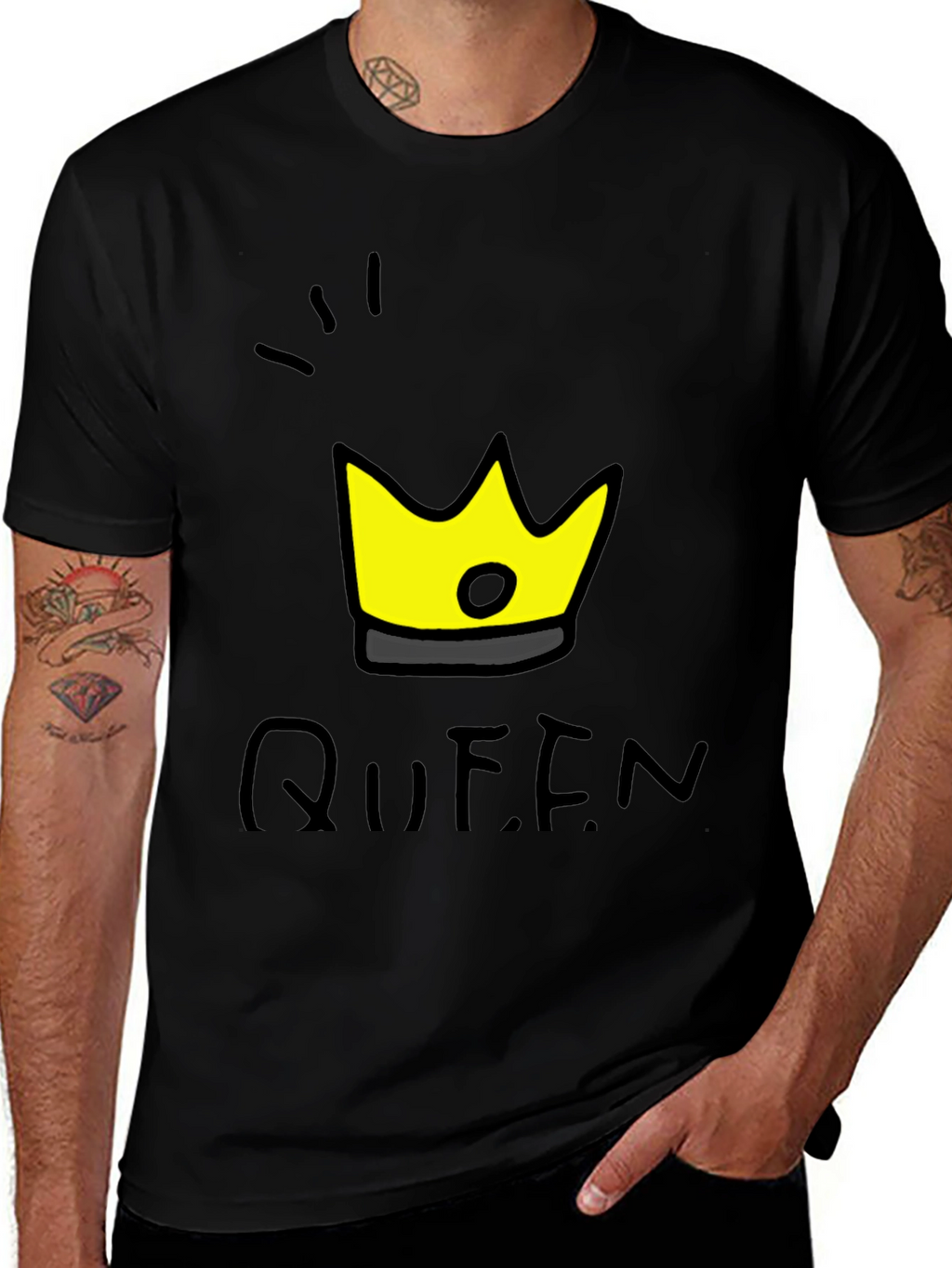Queen Crown Graphic T-Shirt - Trendy Black Tee
