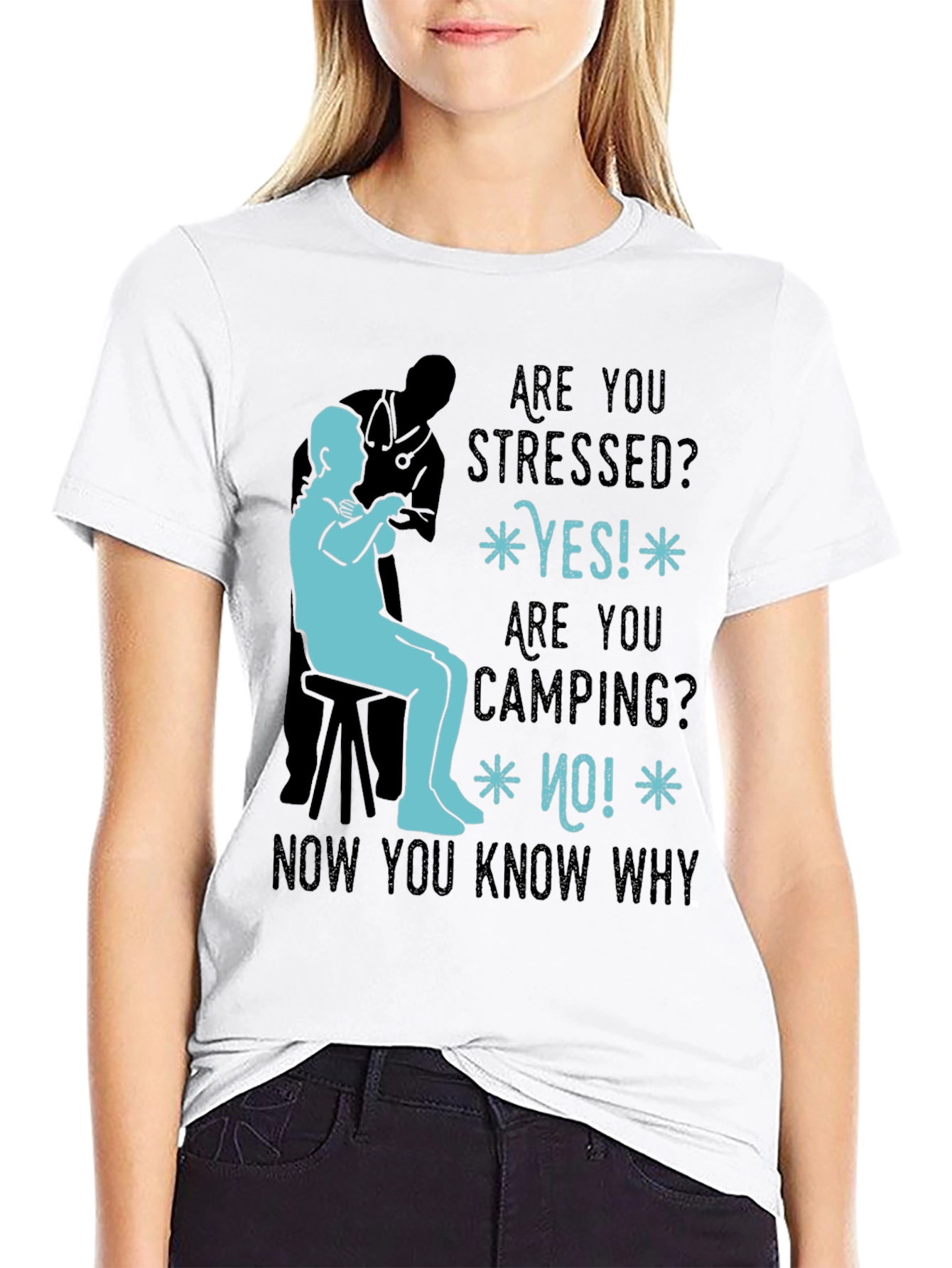 Stressed Camping Humor Graphic Tee