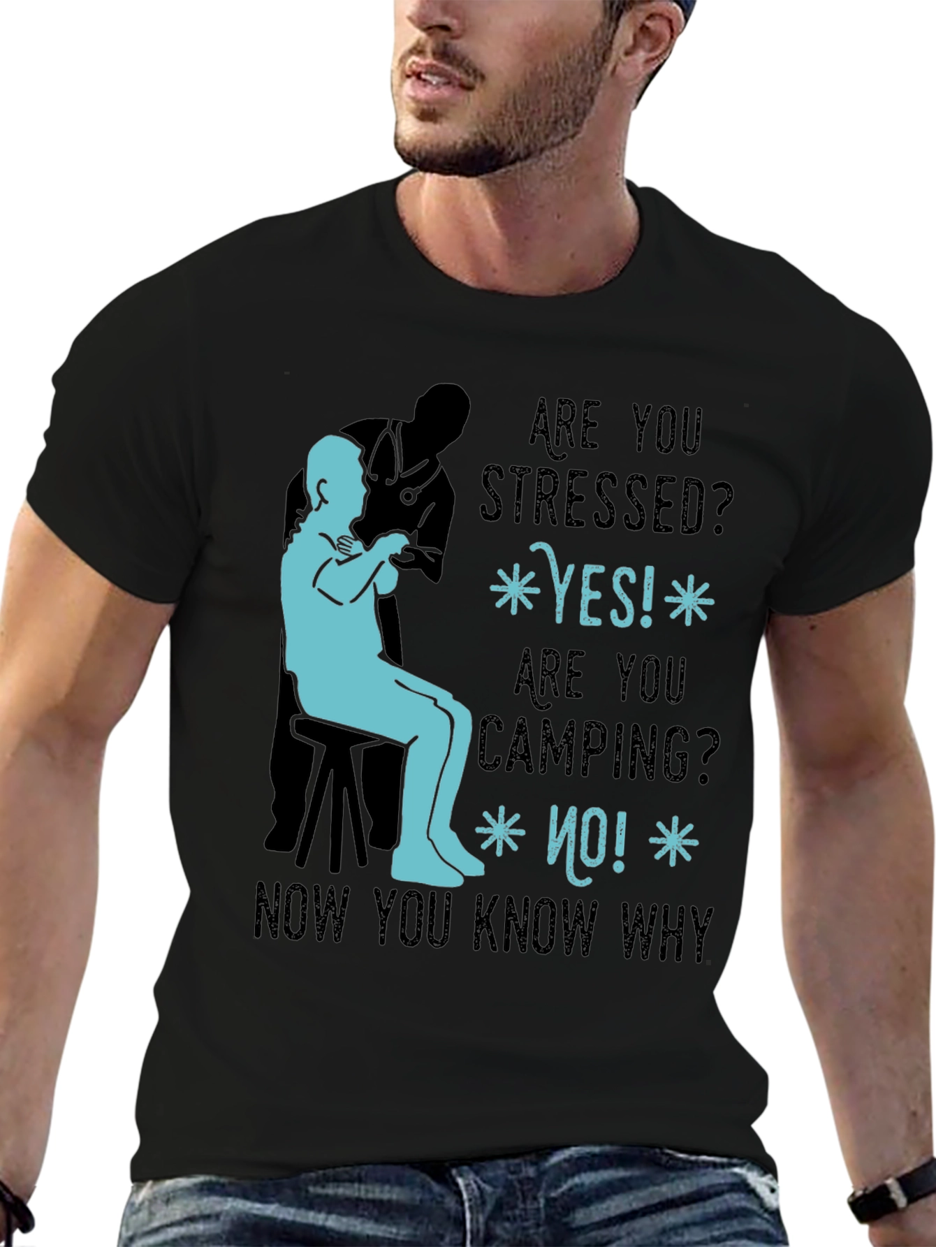 Stressed Camping Humor Graphic Tee