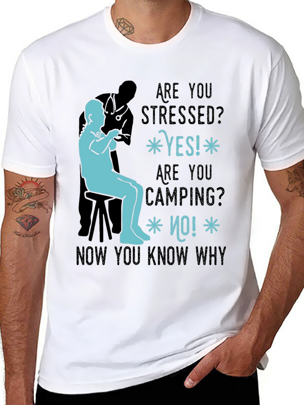 Stressed Camping Humor Graphic Tee