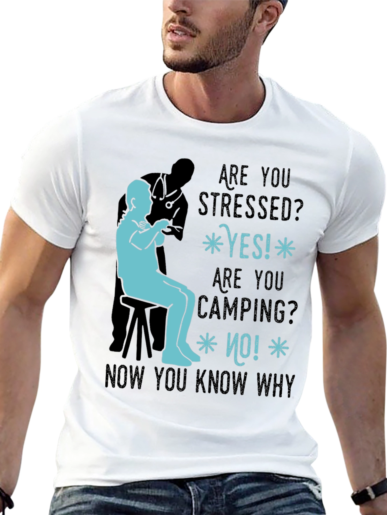 Stressed Camping Humor Graphic Tee
