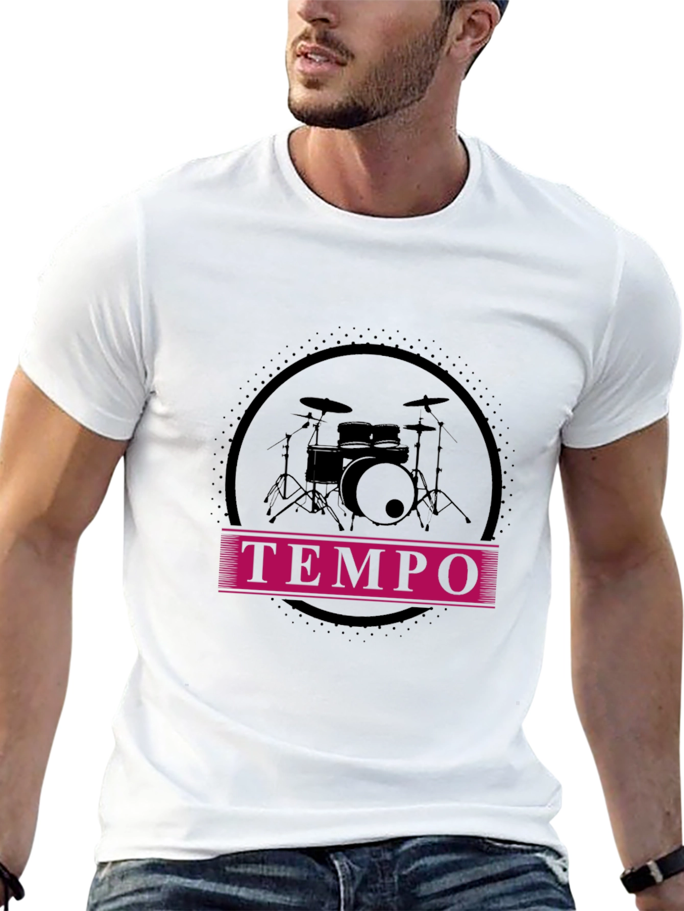 Tempo Drummer Tee - Black Graphic Music Shirt