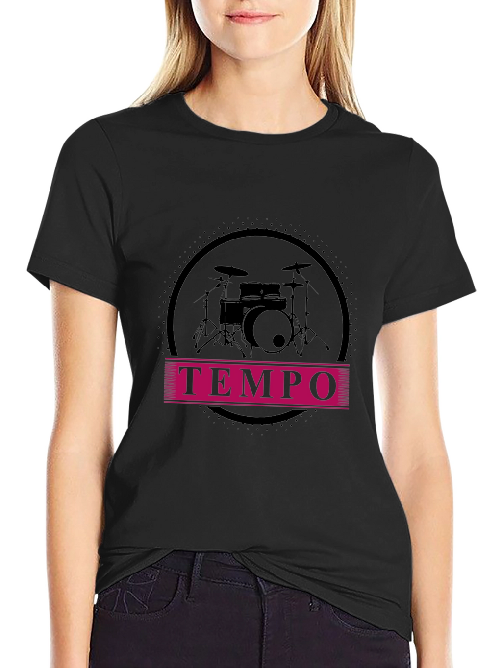 Tempo Drummer Tee - Black Graphic Music Shirt