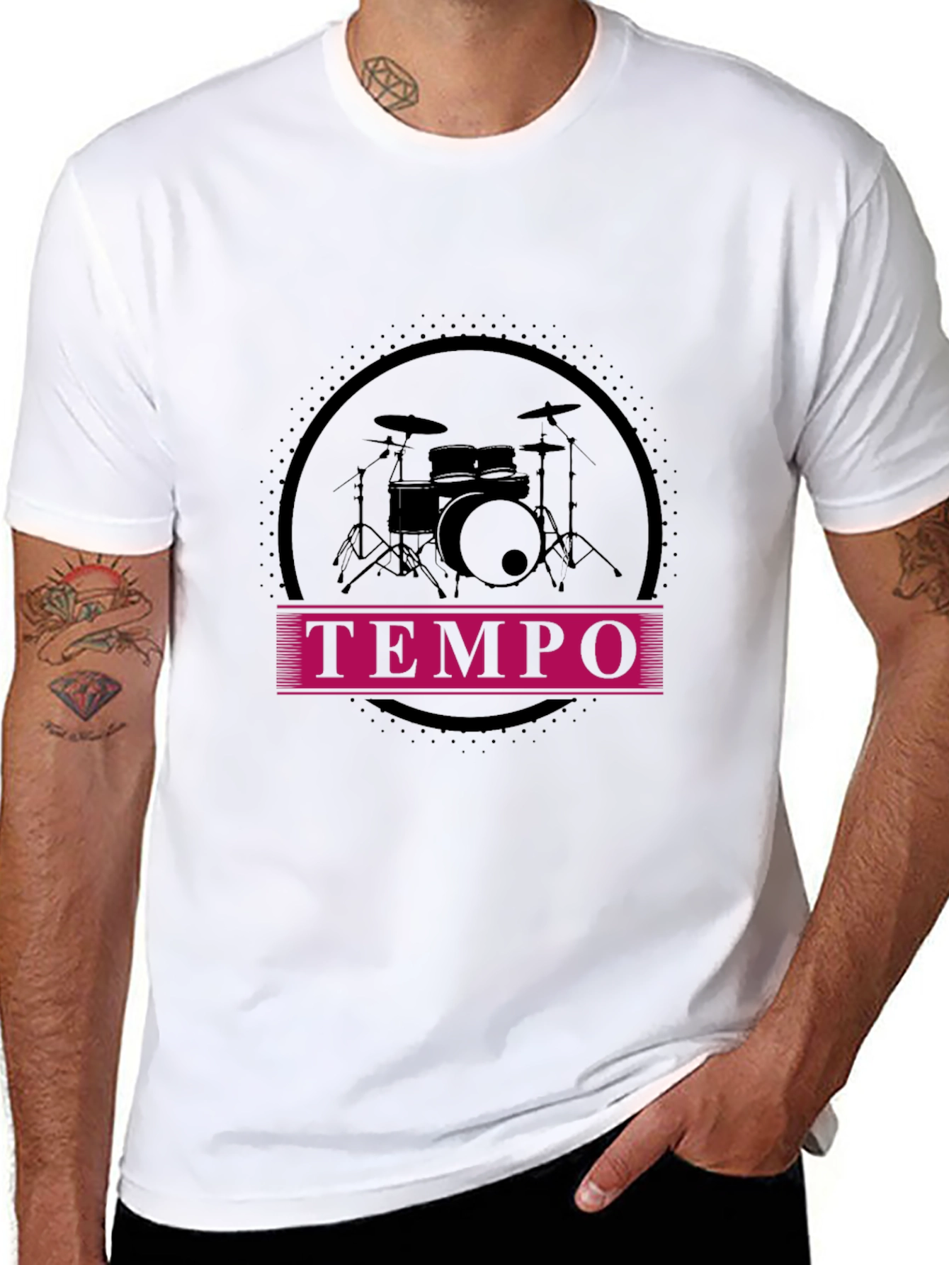 Tempo Drummer Tee - Black Graphic Music Shirt