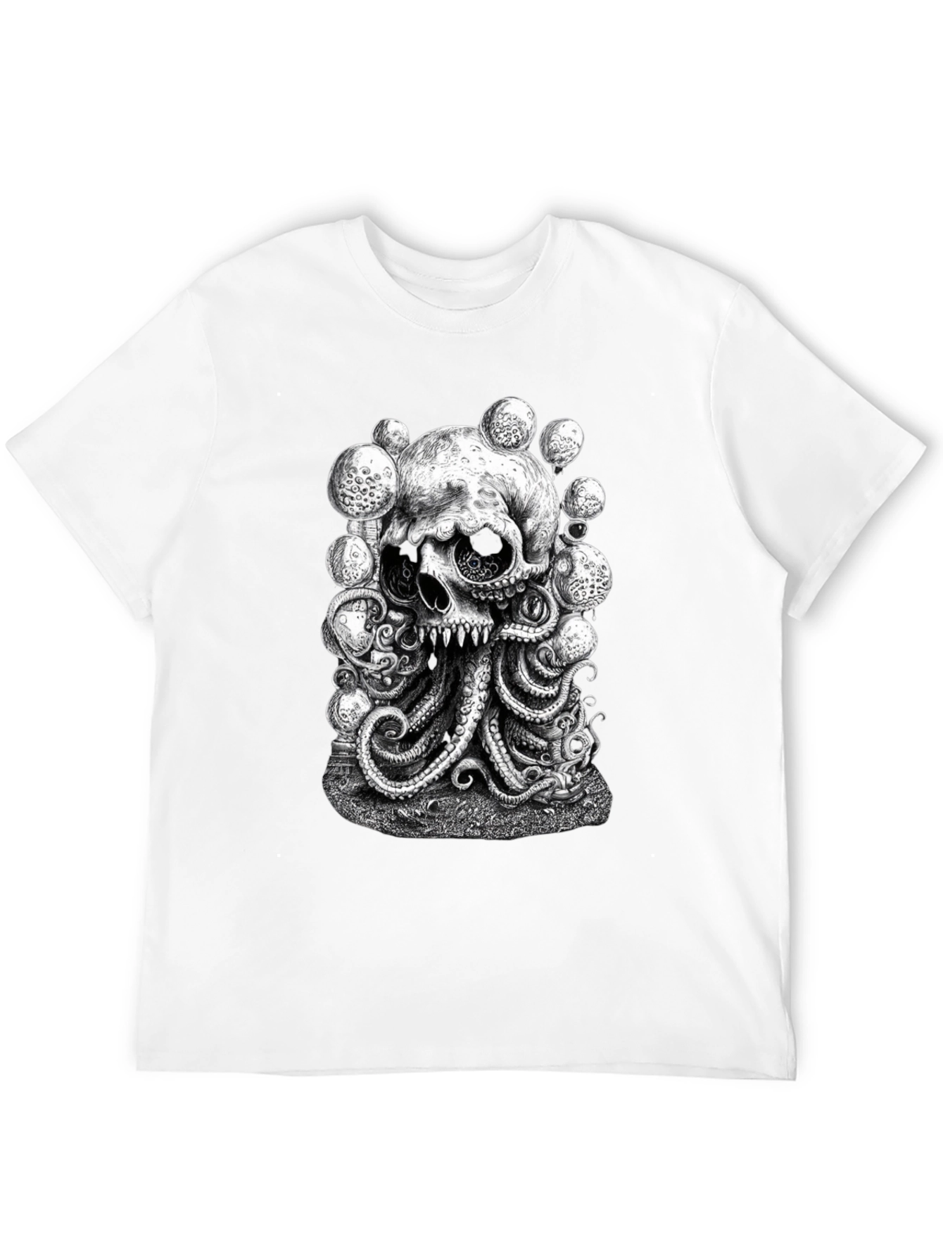 Skull Octopus Graphic Black T-Shirt