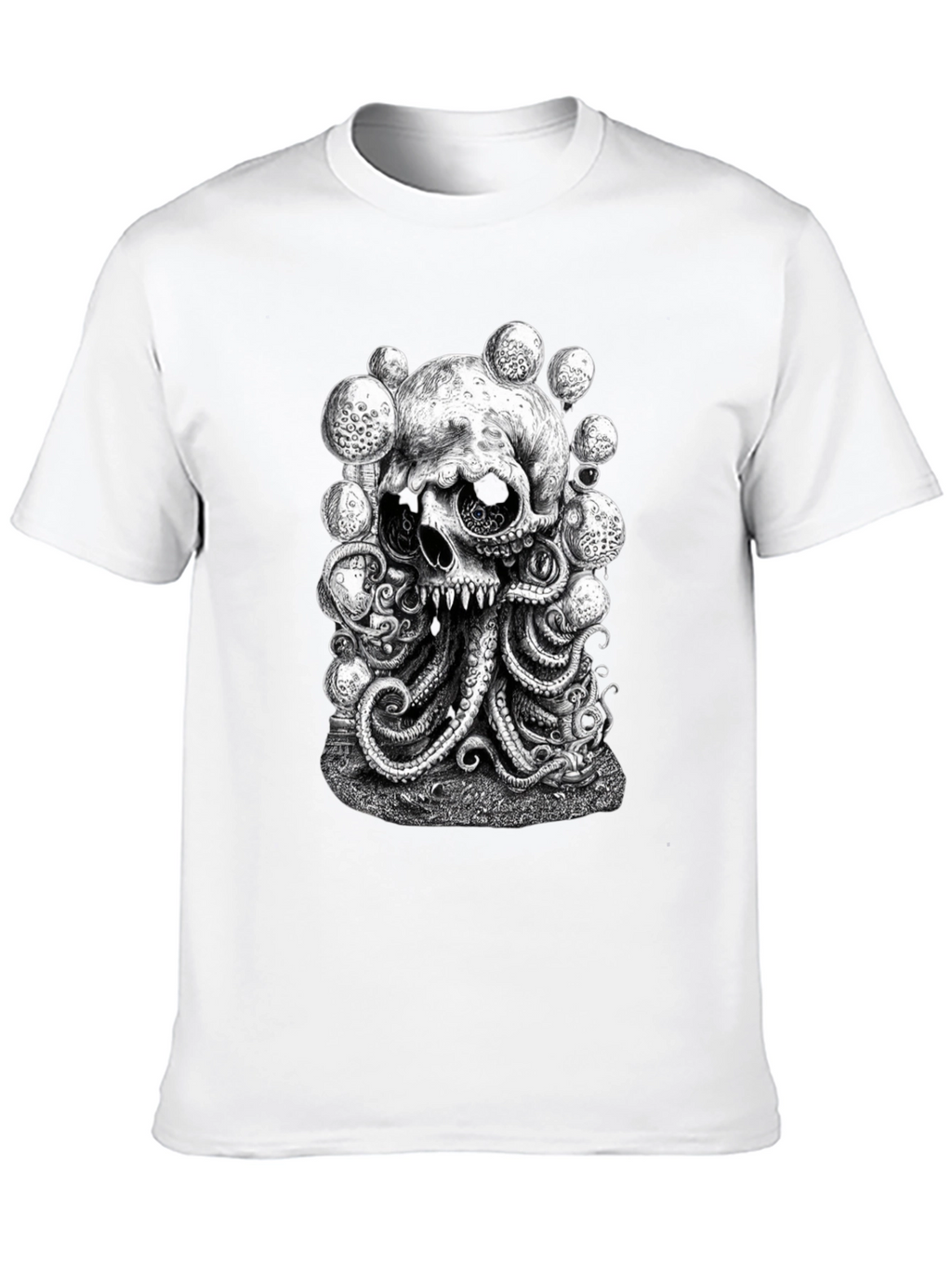 Skull Octopus Graphic Black T-Shirt