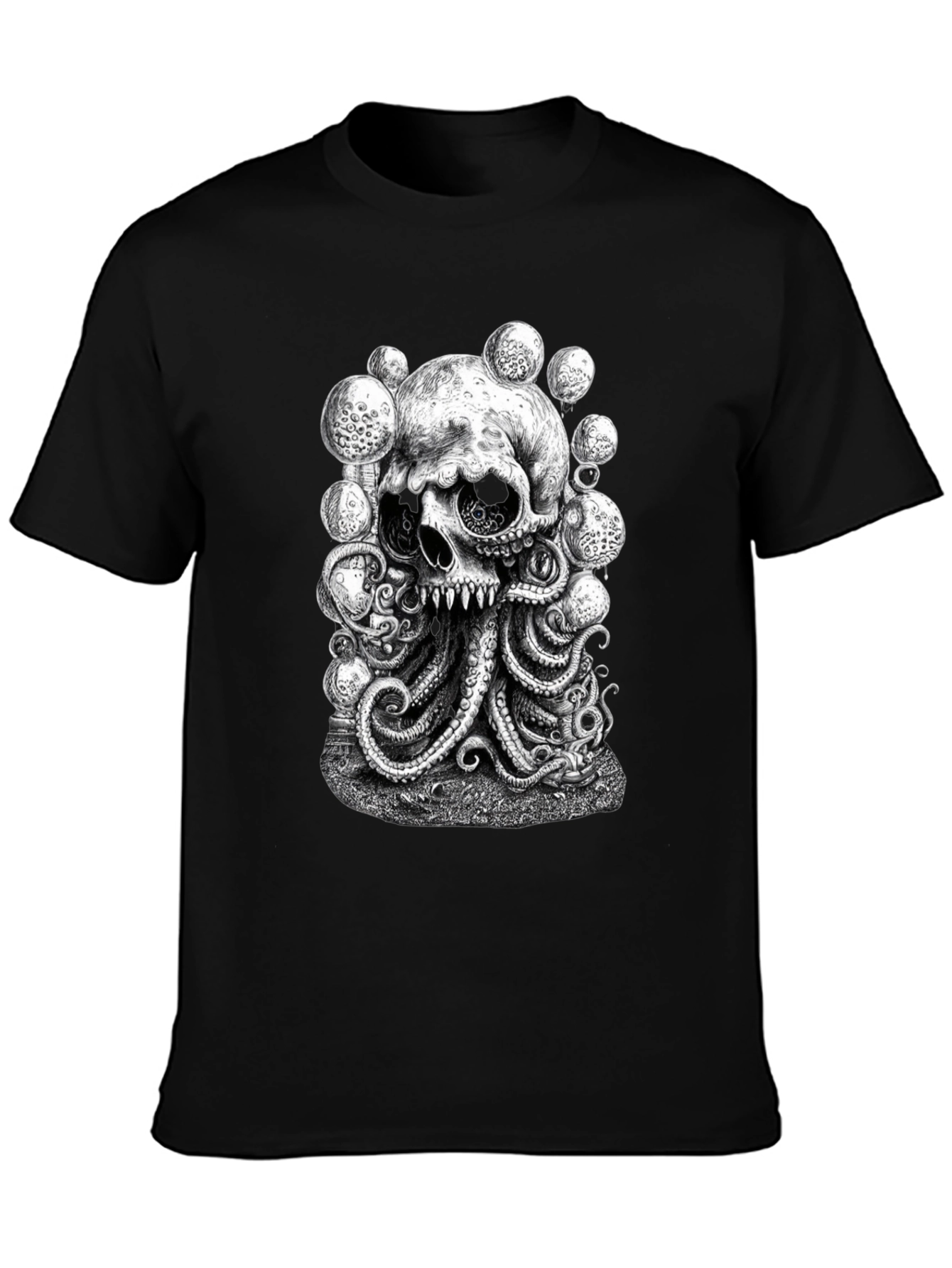 Skull Octopus Graphic Black T-Shirt