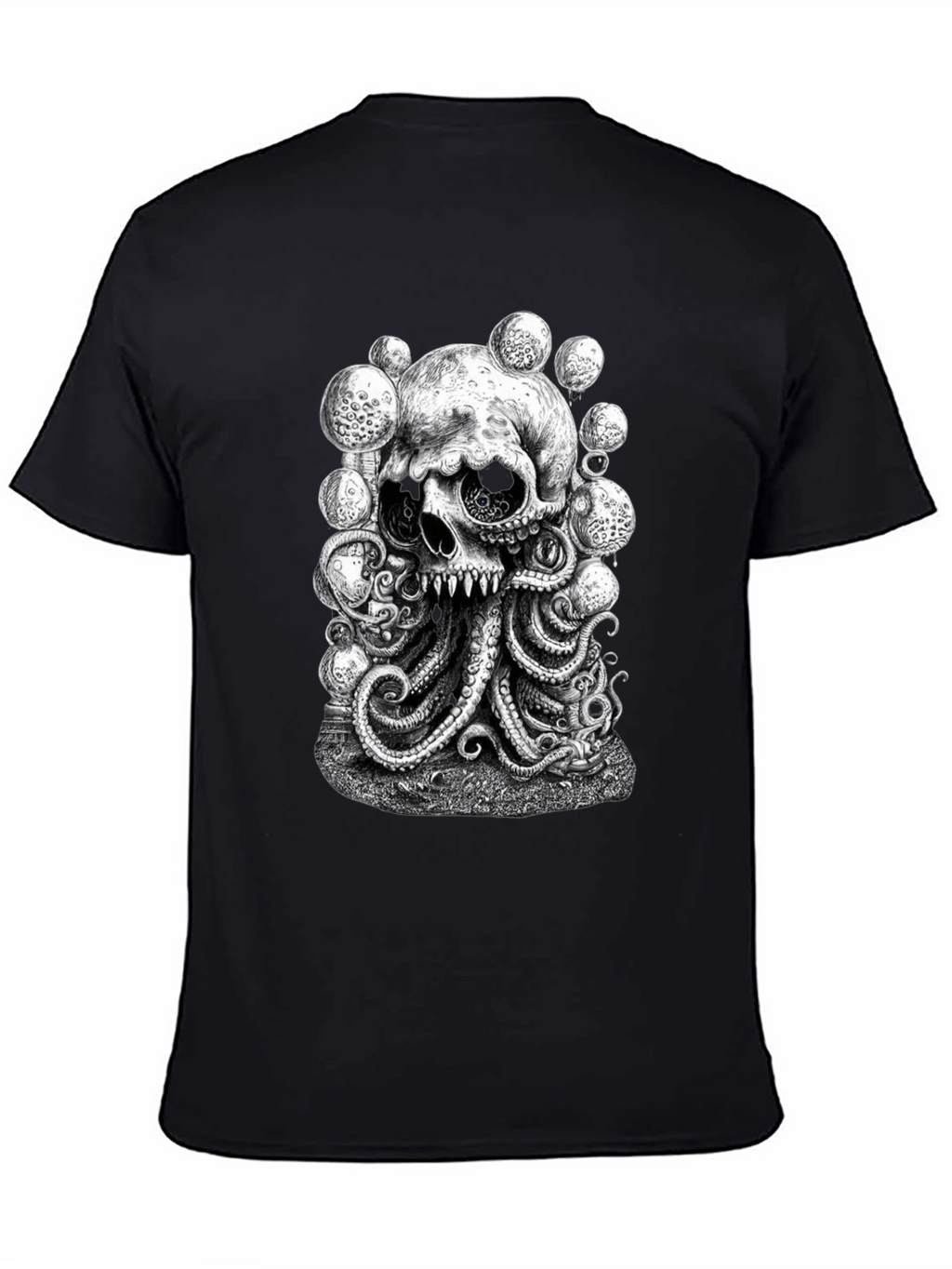 Skull Octopus Graphic Black T-Shirt