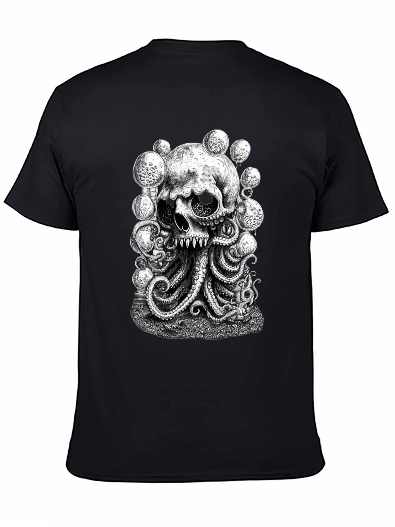 Skull Octopus Graphic Black T-Shirt