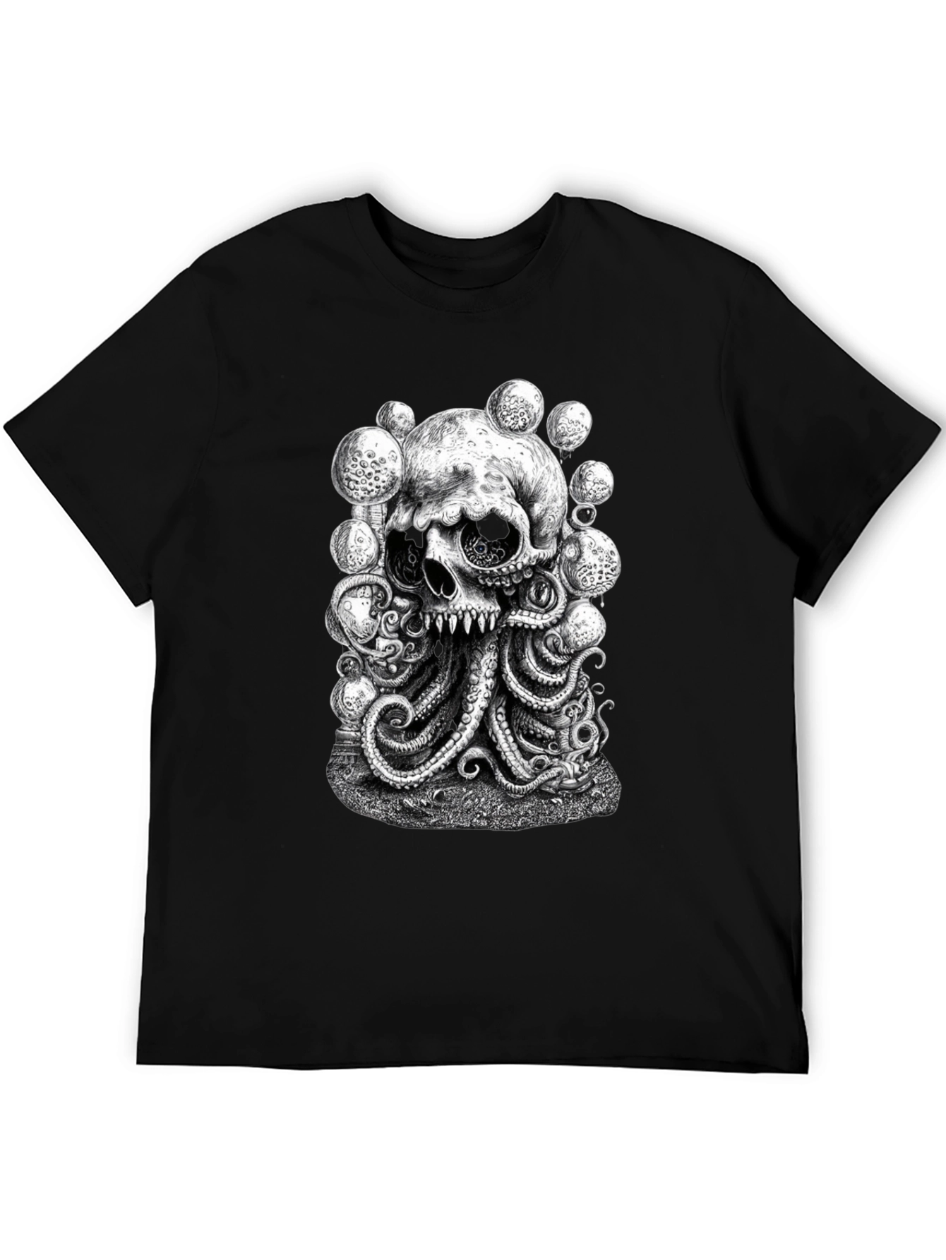 Skull Octopus Graphic Black T-Shirt