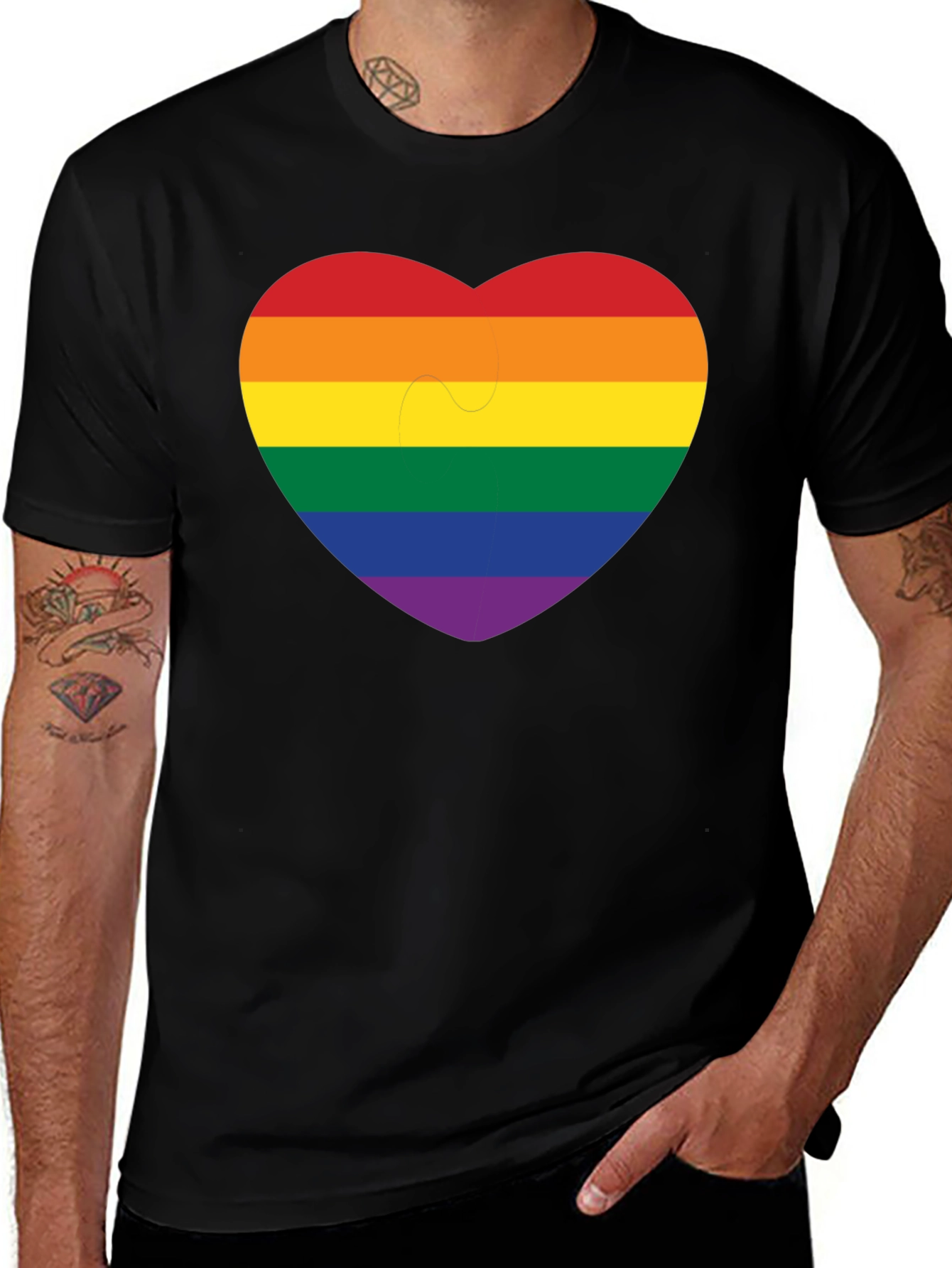 Pride Heart Graphic Tee - Black Short Sleeve Shirt