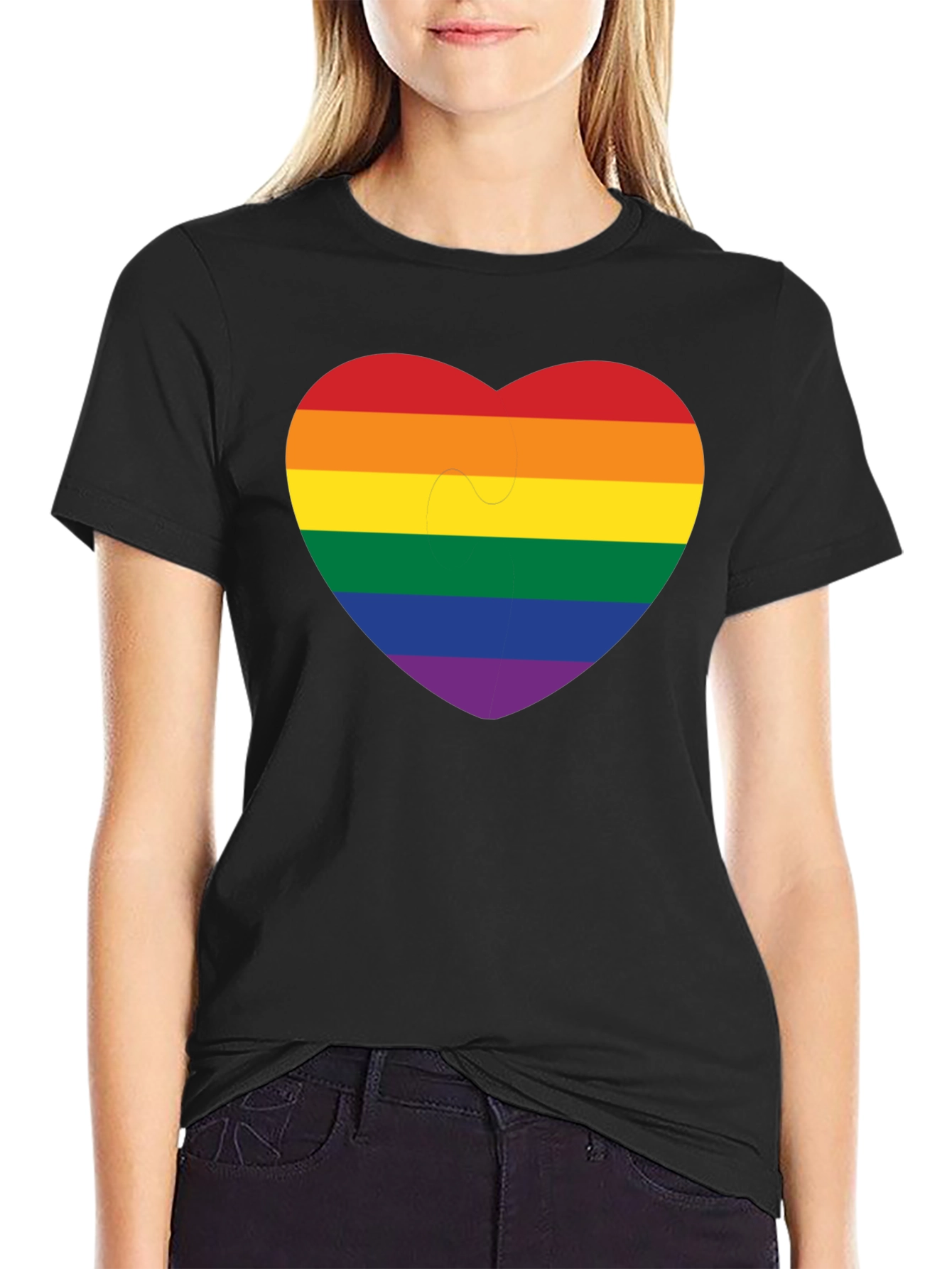 Pride Heart Graphic Tee - Black Short Sleeve Shirt