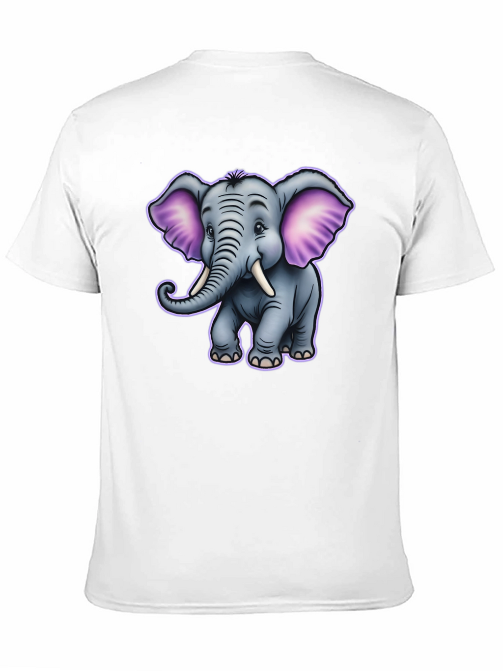 Cute Cartoon Elephant Graphic Tee - Black