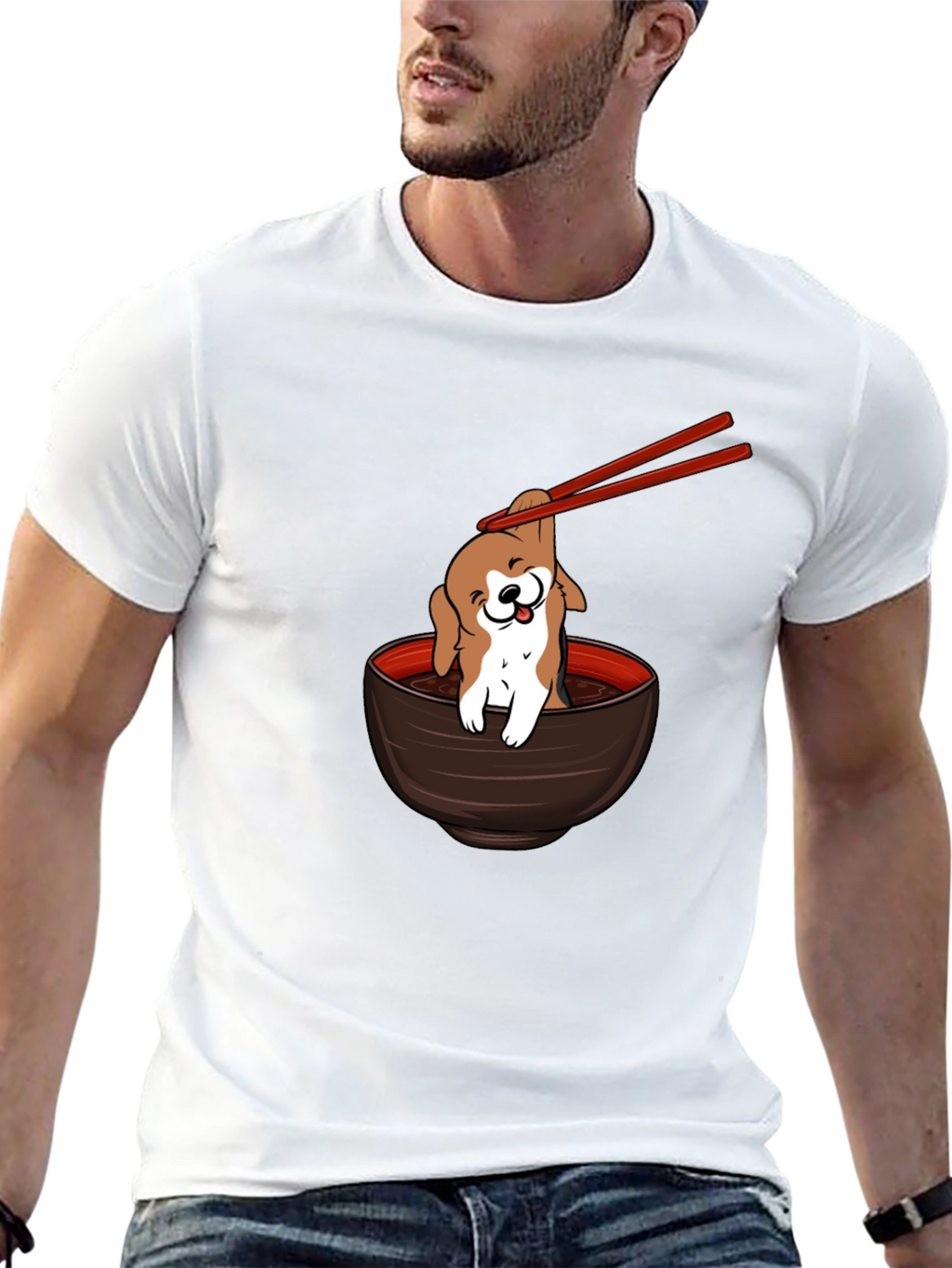 Dog Ramen Bowl T-Shirt - Cute Puppy Noodles Tee