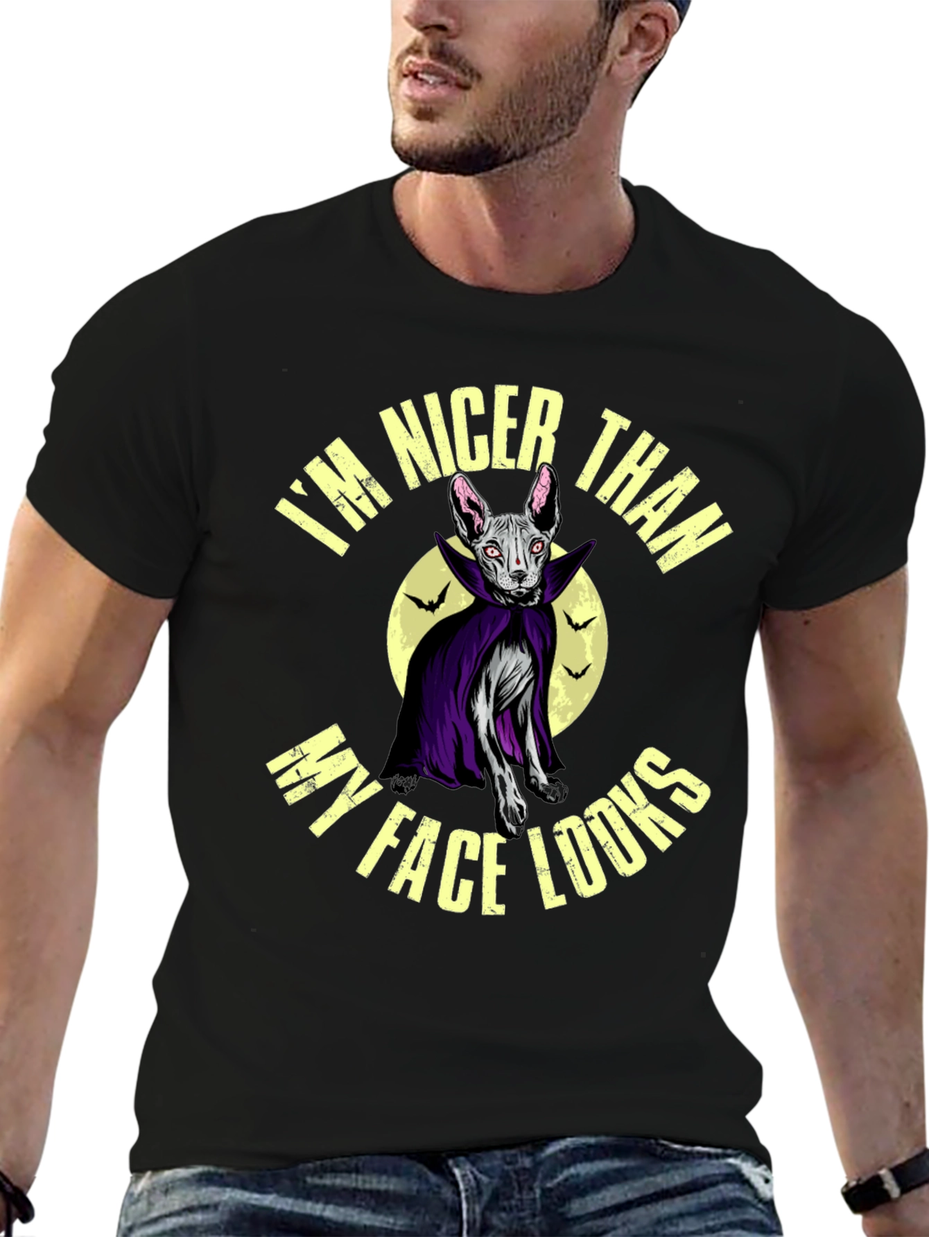 Nicer Than My Face Looks Cat Vampire Graphic Tee