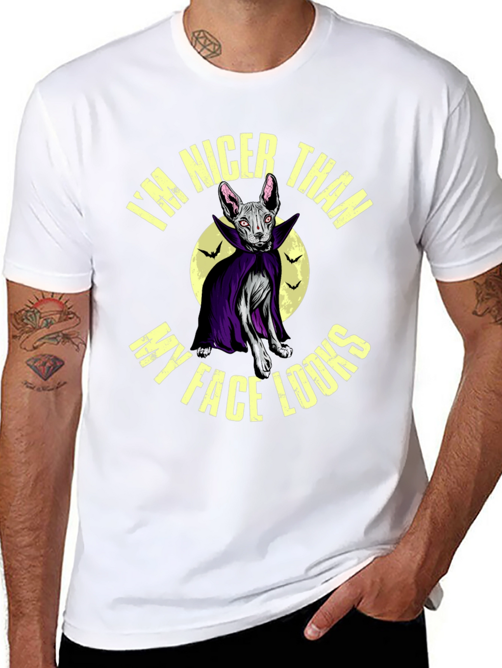 Nicer Than My Face Looks Cat Vampire Graphic Tee