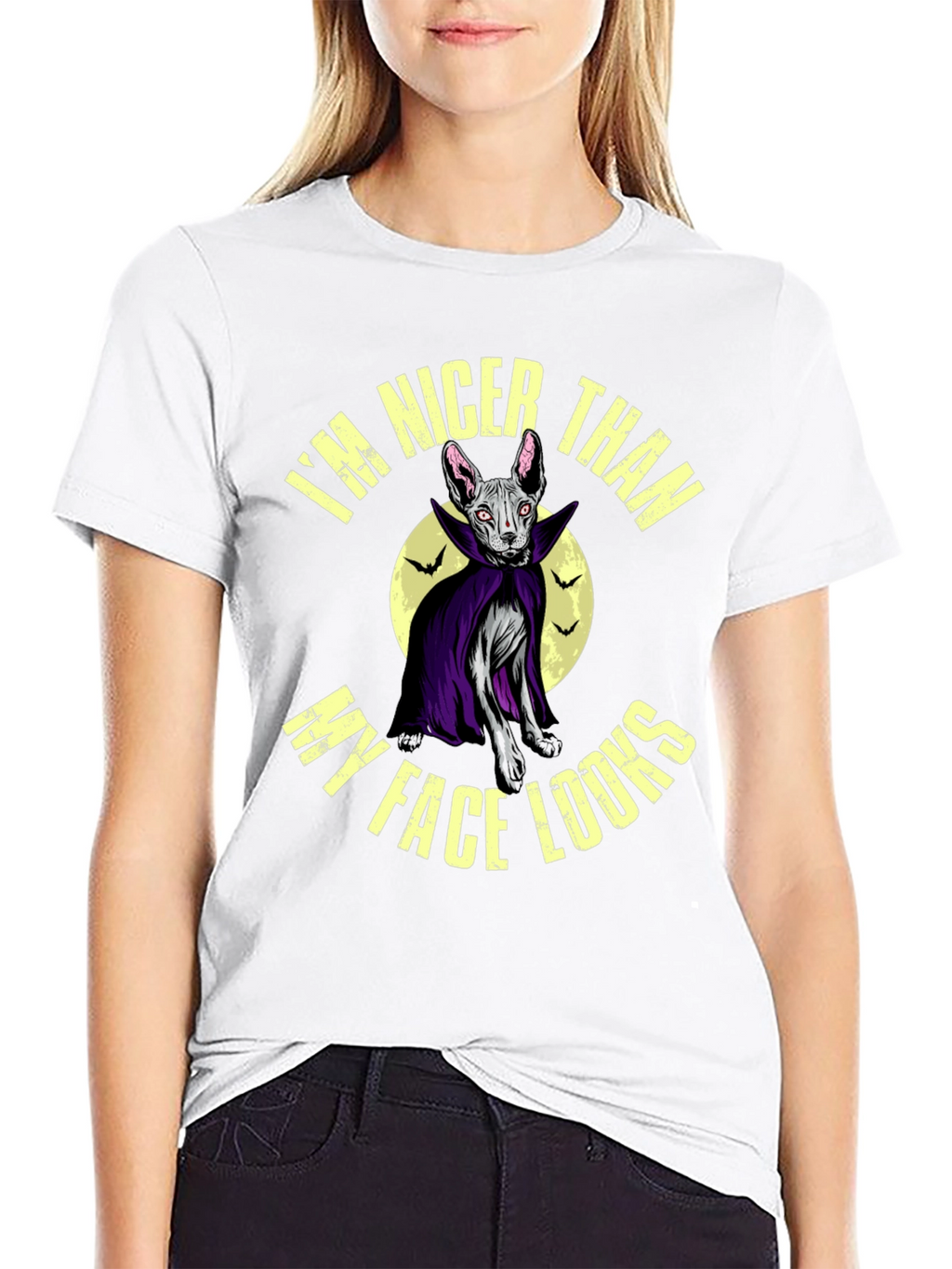 Nicer Than My Face Looks Cat Vampire Graphic Tee