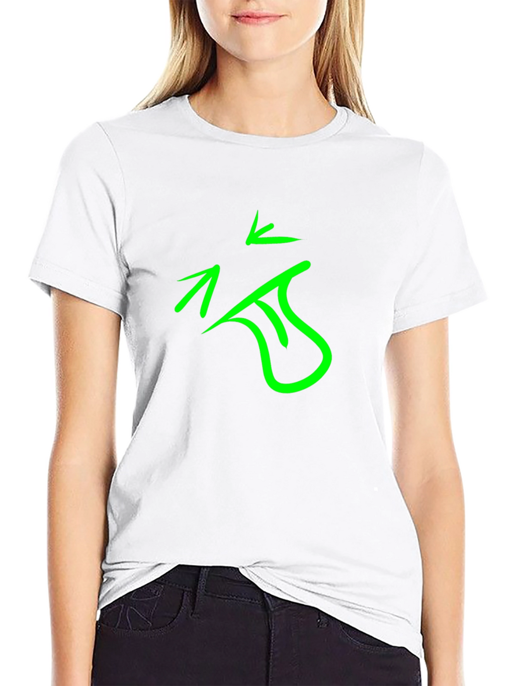 Abstract Green Graphic Print Black T-Shirt