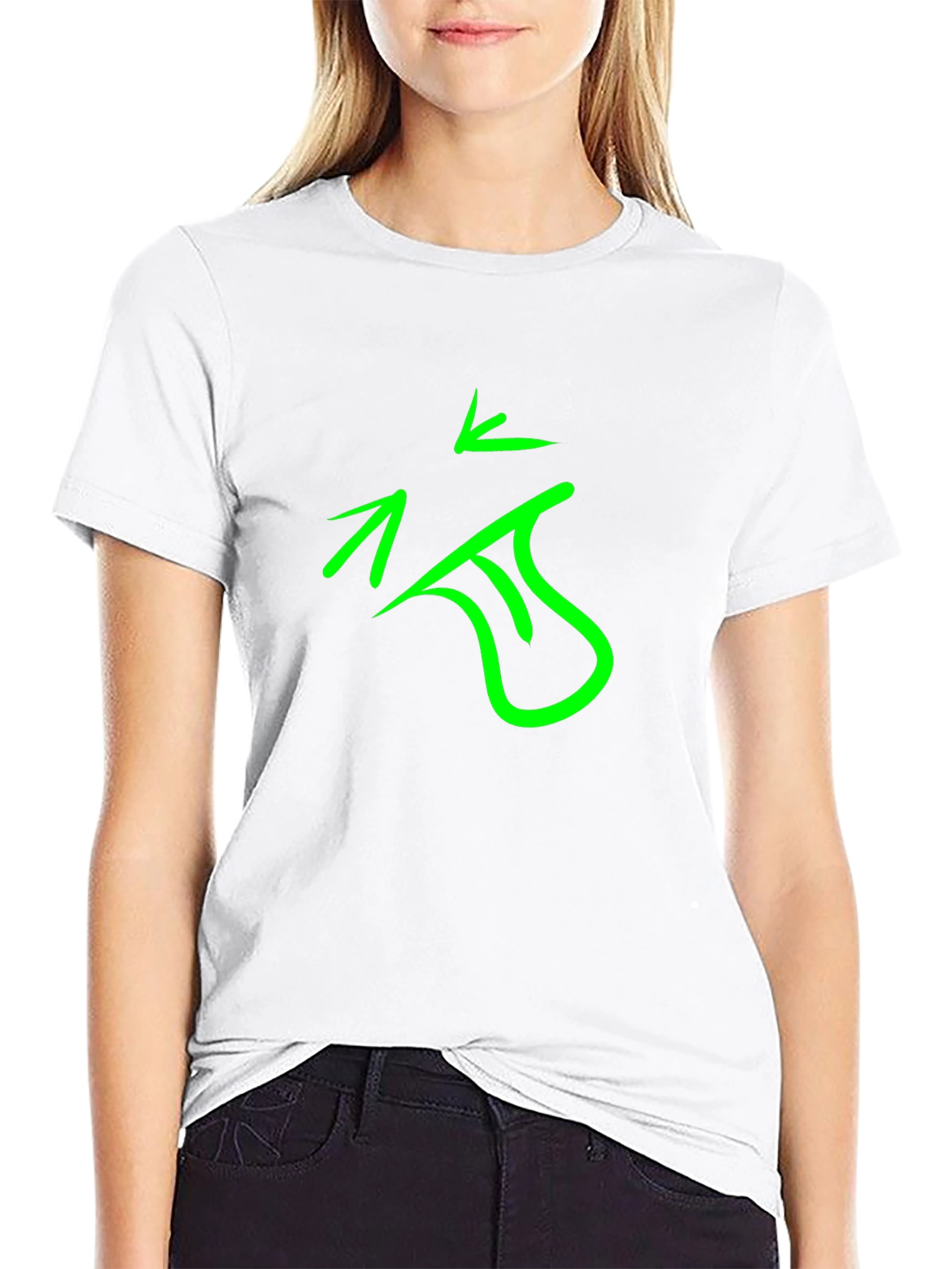 Abstract Green Graphic Print Black T-Shirt