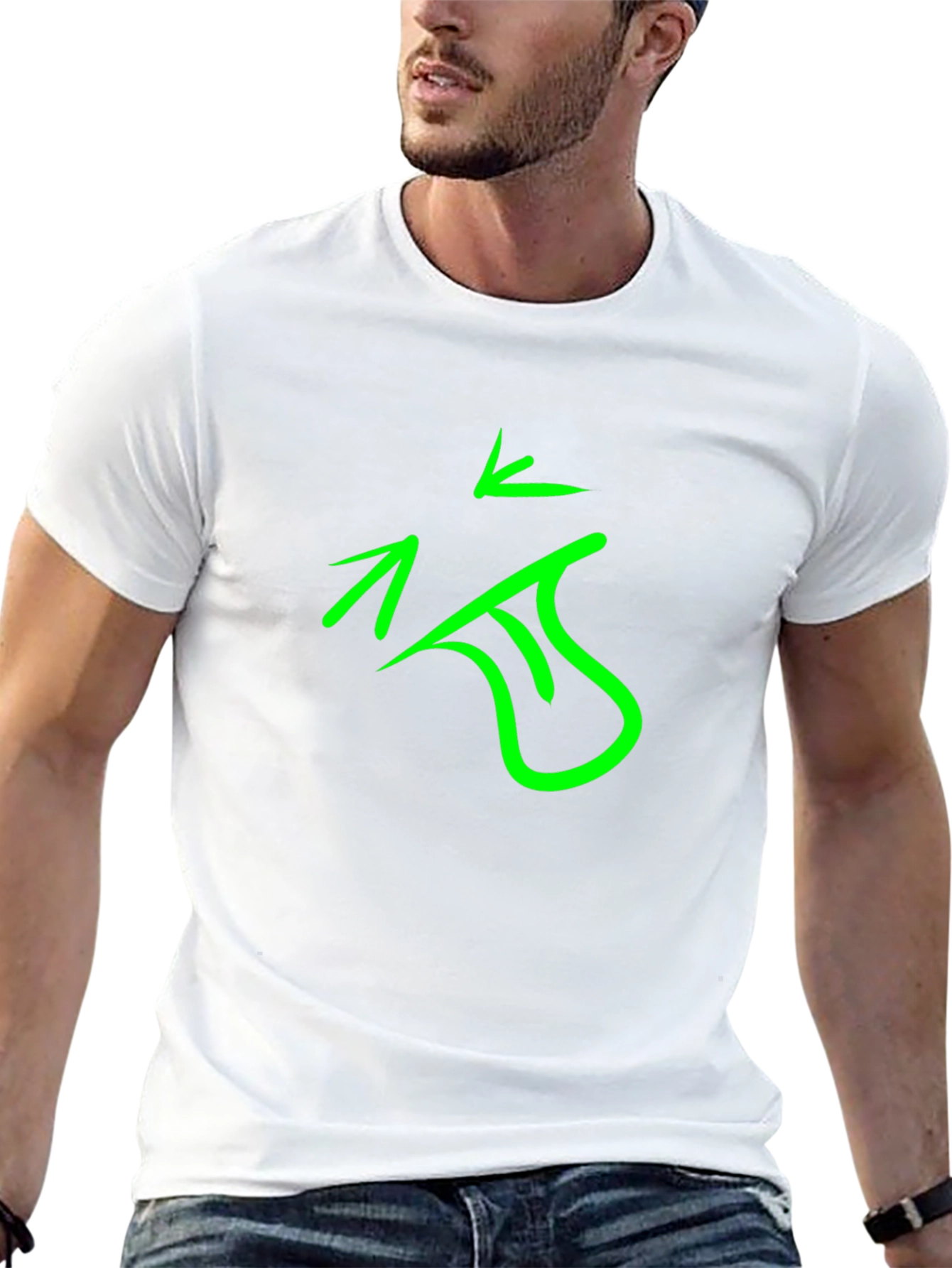 Abstract Green Graphic Print Black T-Shirt