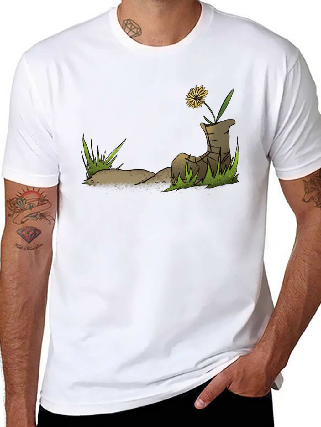 Dandelion Boot T-Shirt - Nature Graphic Tee