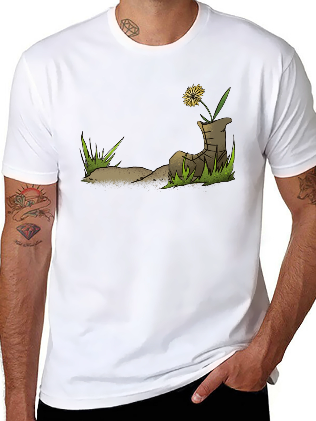 Dandelion Boot T-Shirt - Nature Graphic Tee