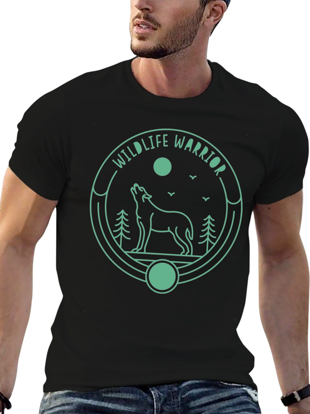 Wildlife Warrior Graphic Tee - Black Cotton T-Shirt
