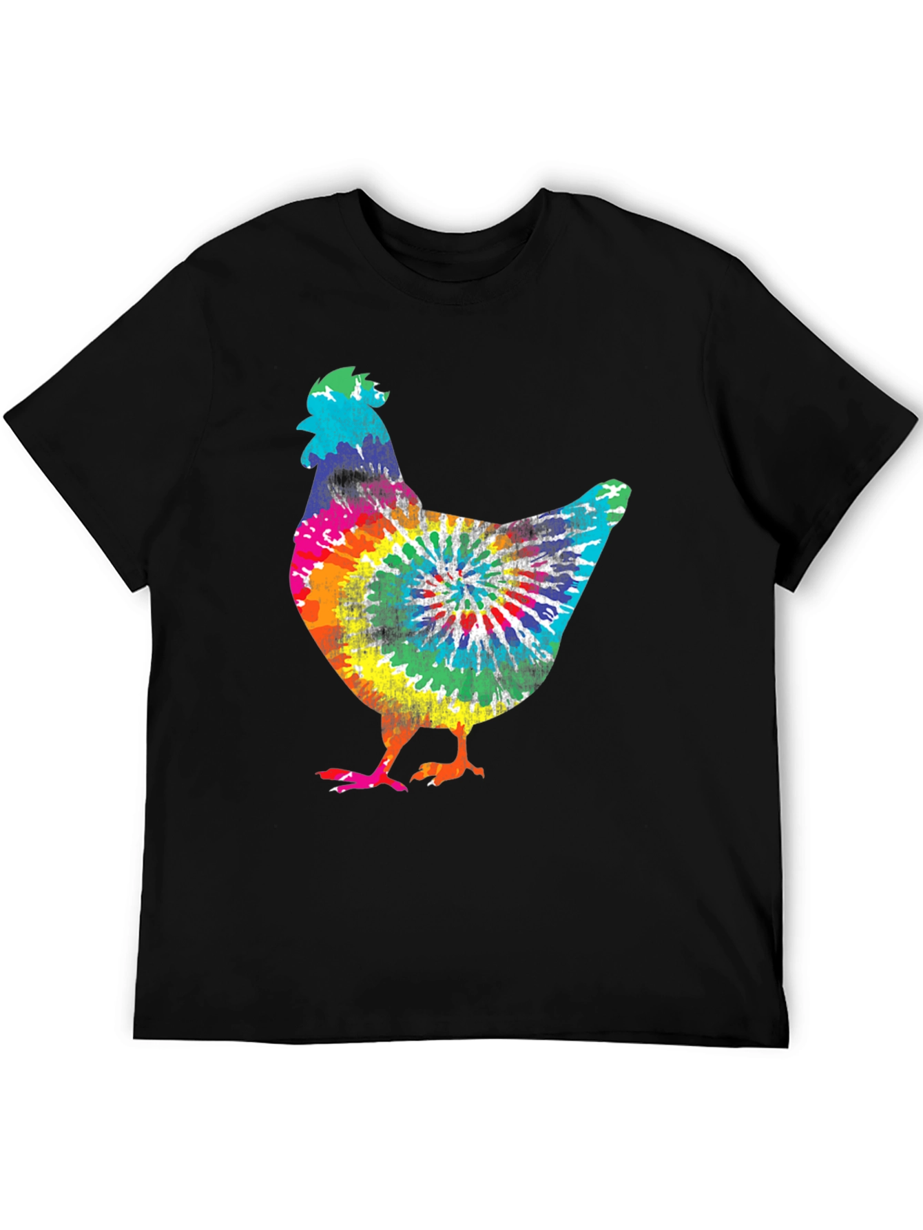 Colorful Tie-Dye Chicken Graphic T-Shirt