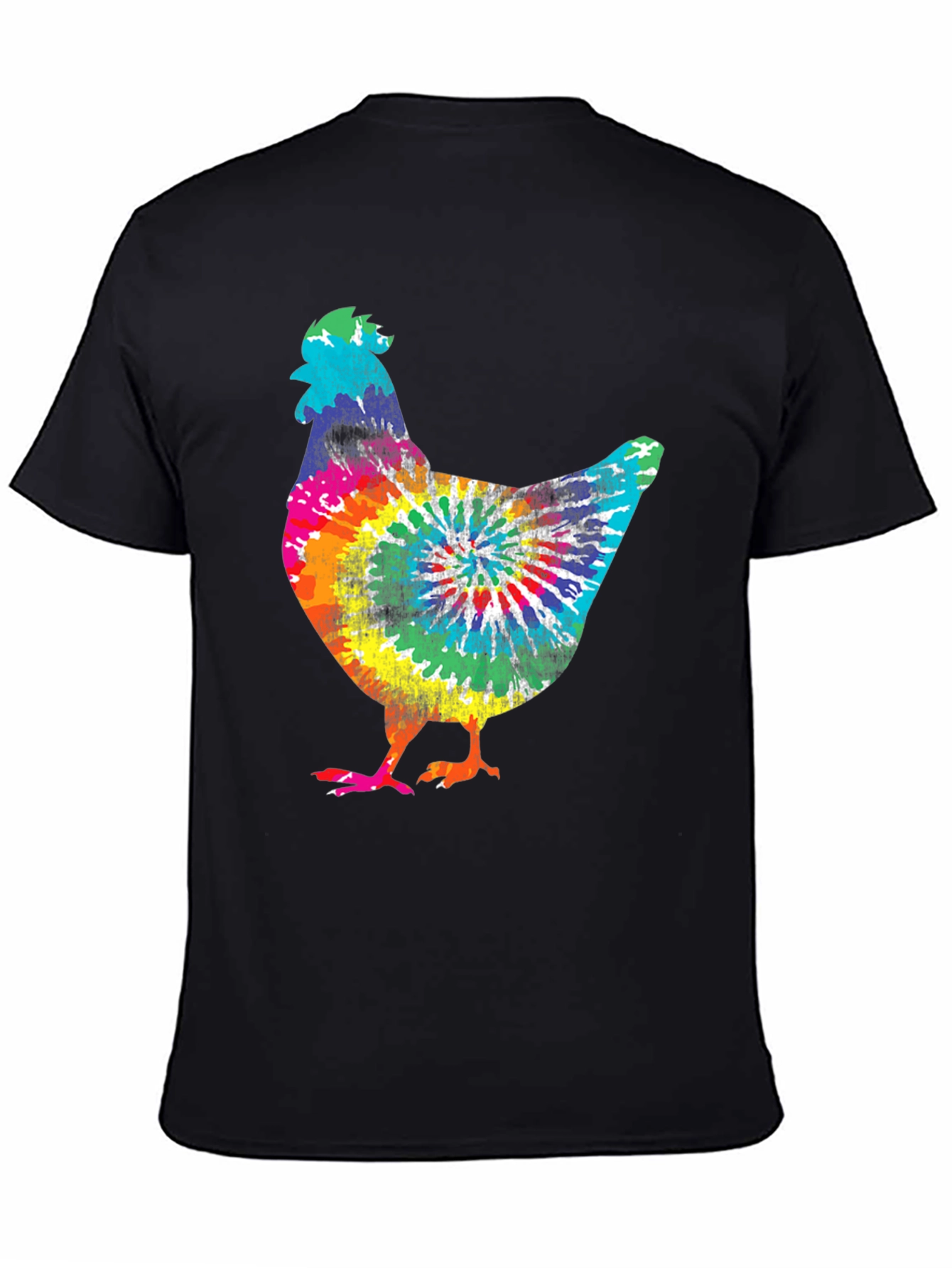 Colorful Tie-Dye Chicken Graphic T-Shirt