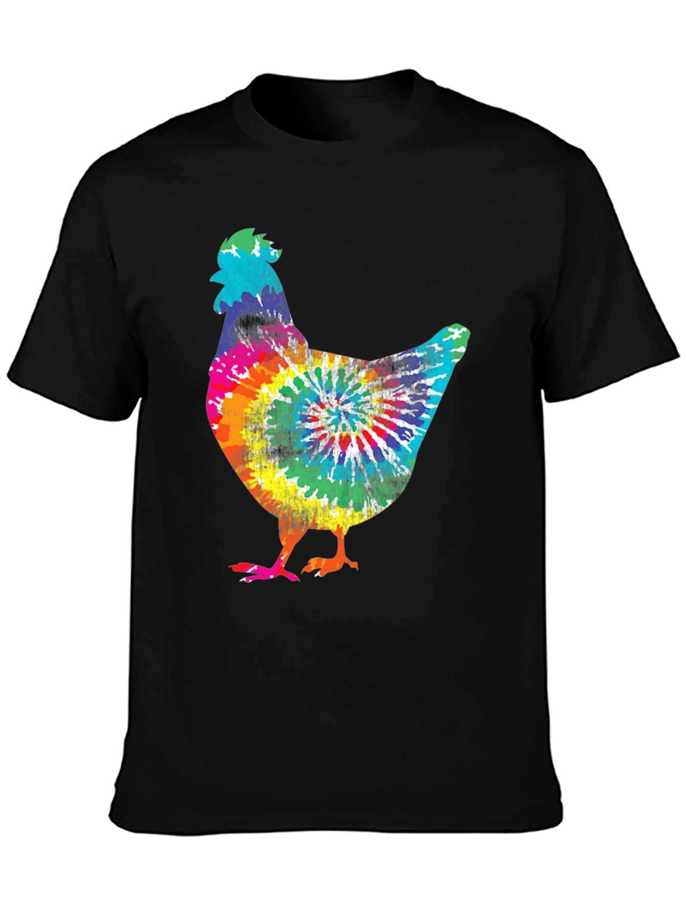 Colorful Tie-Dye Chicken Graphic T-Shirt
