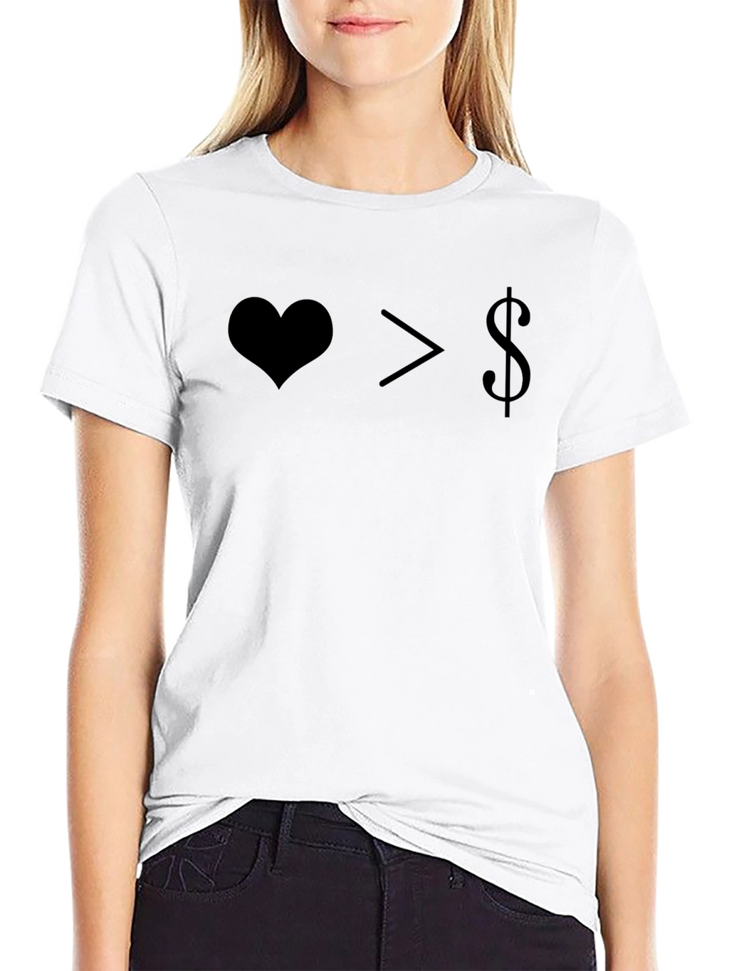 Love Over Money Graphic Tee - Black