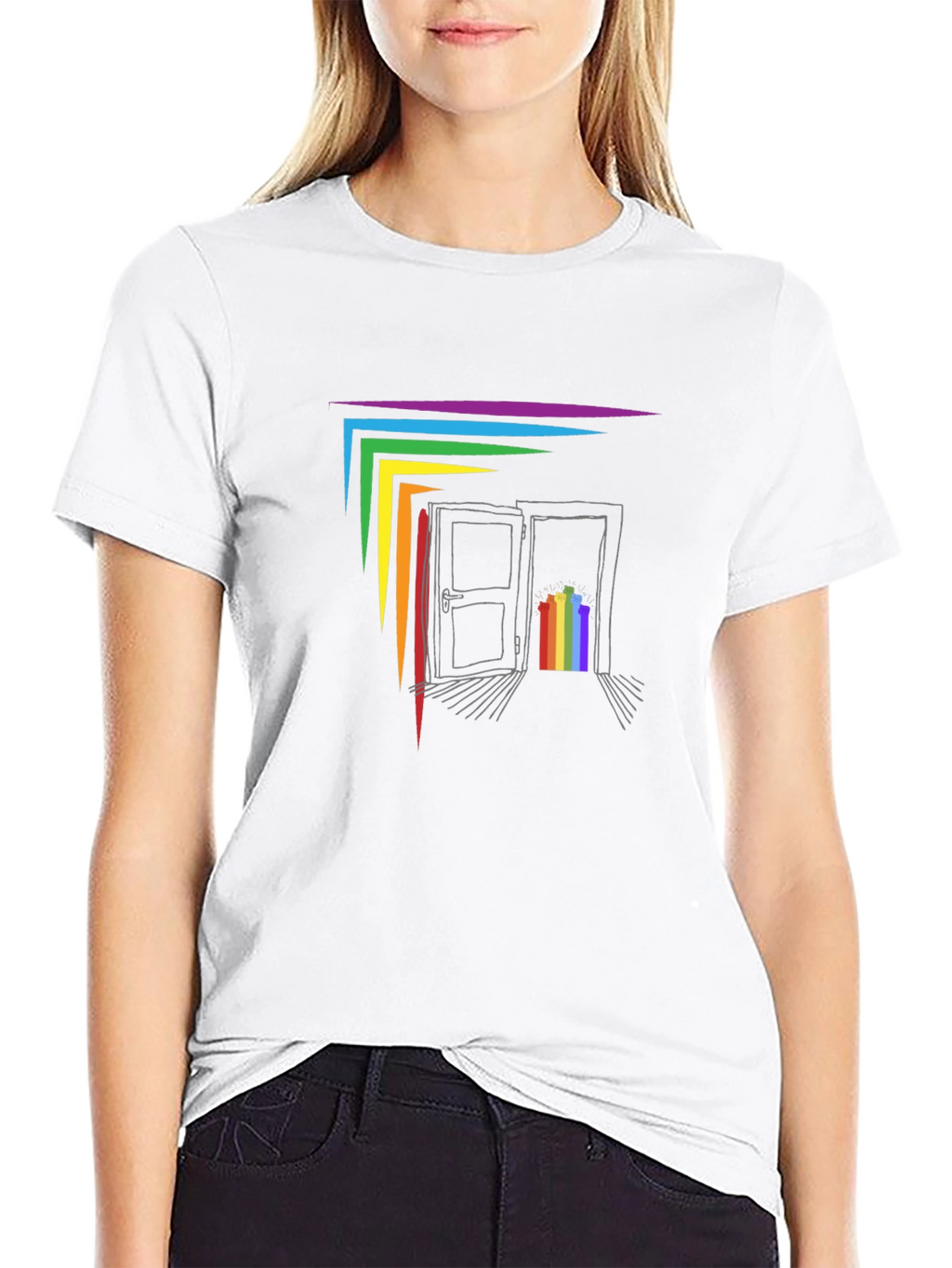 Rainbow Doorway Graphic T-Shirt - Black