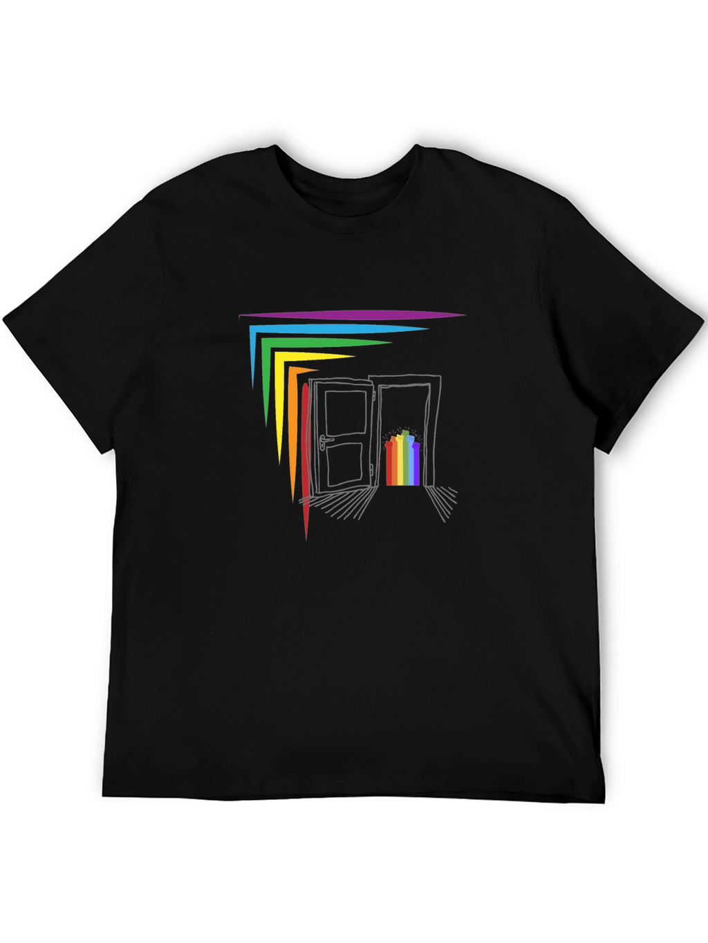 Rainbow Doorway Graphic T-Shirt - Black