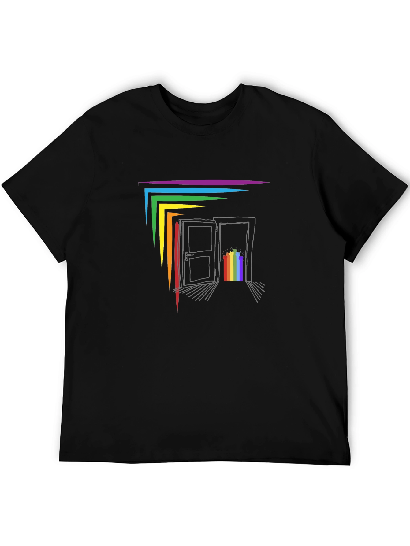 Rainbow Doorway Graphic T-Shirt - Black