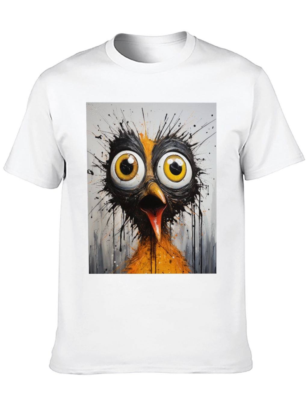 Crazy Bird Graphic T-Shirt - Black