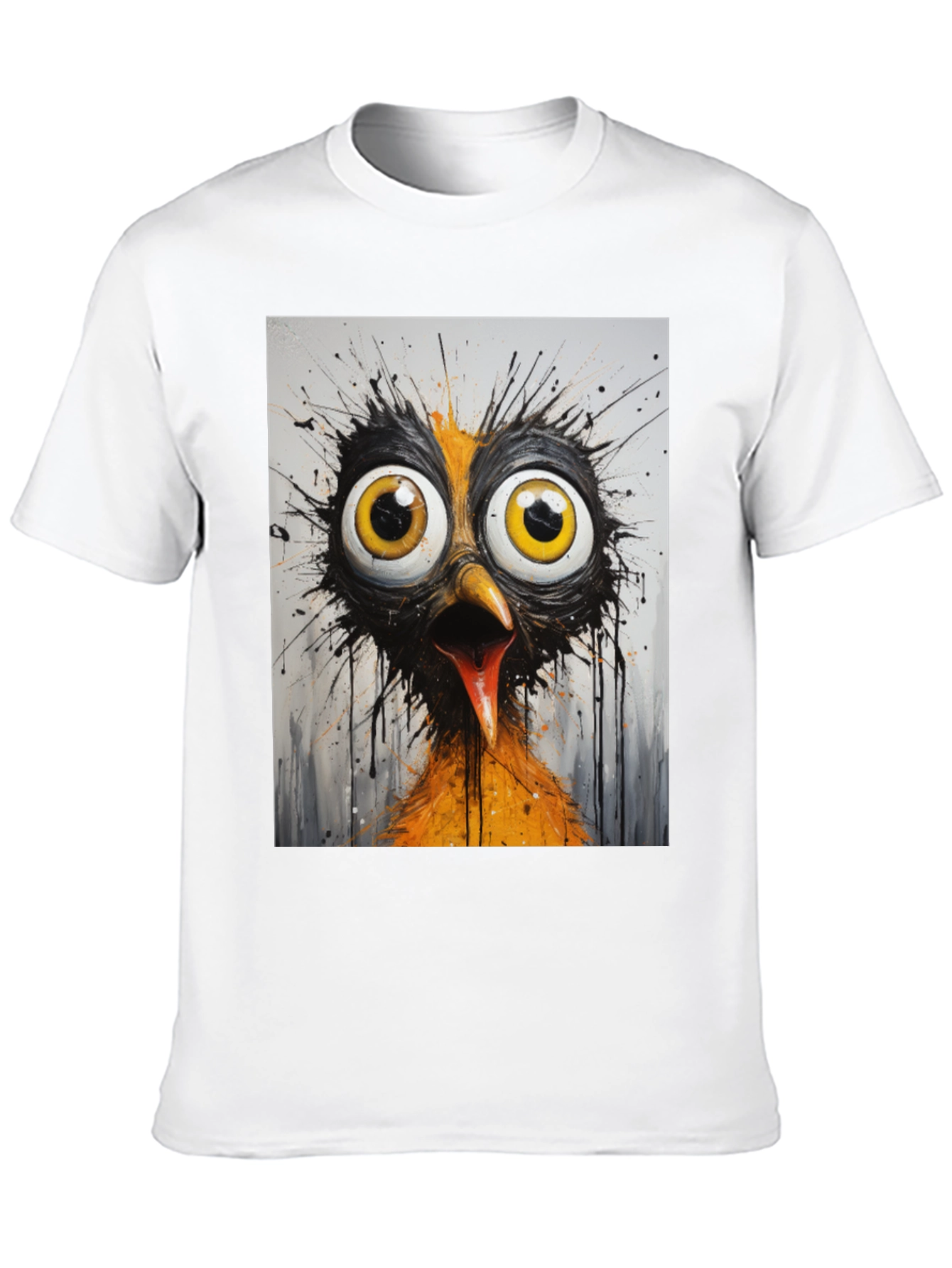 Crazy Bird Graphic T-Shirt - Black